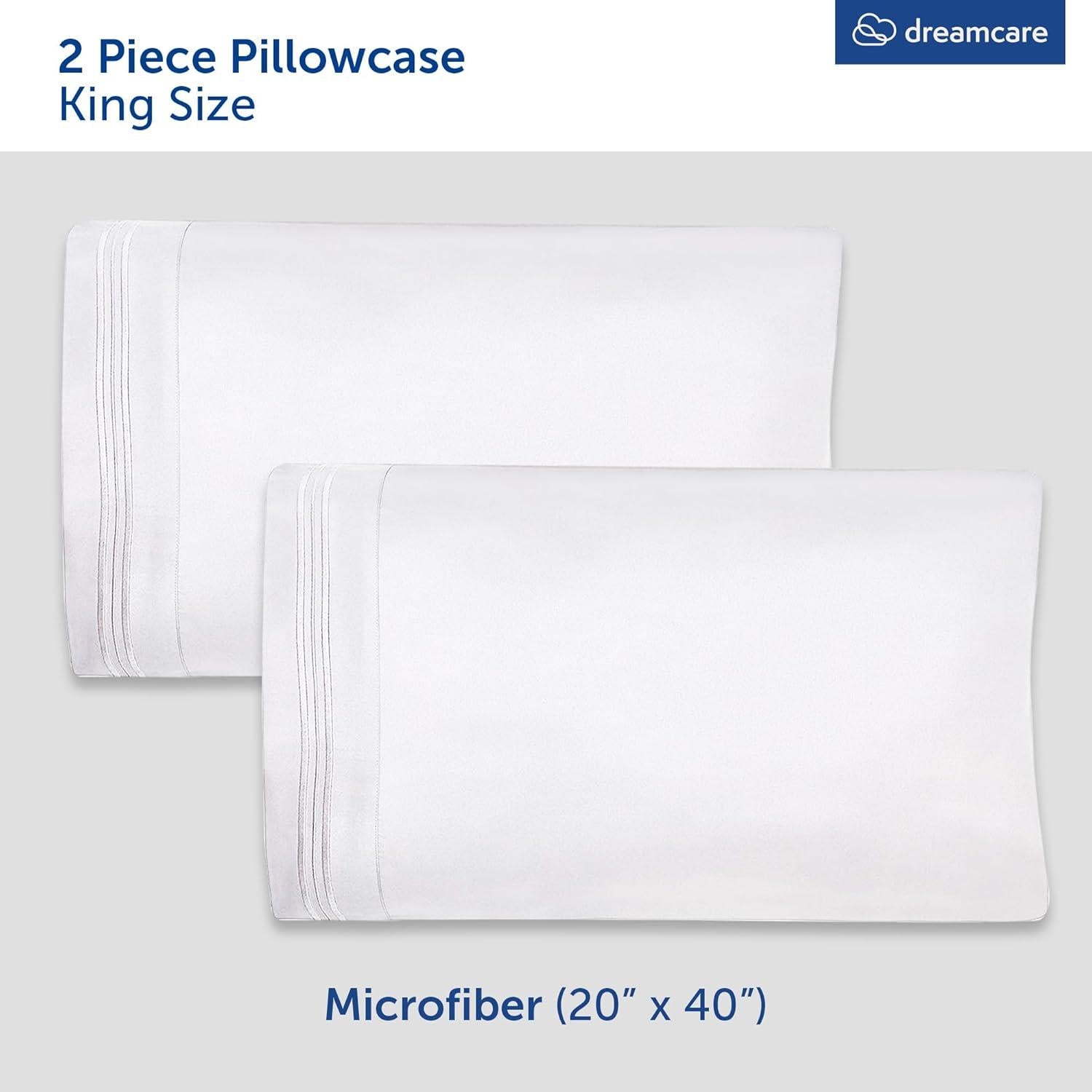 Juego de Fundas de Almohada King Dreamcare 2 Piezas Microfibra