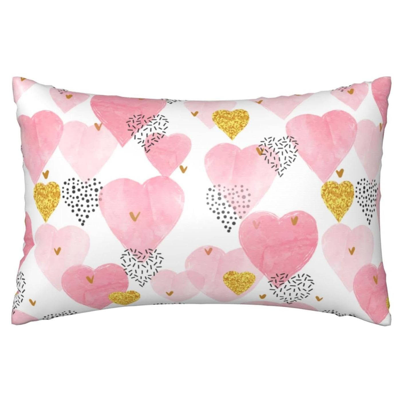 Funda de Almohada King JKJNLHJE Imitación Seda Corazones Rosados