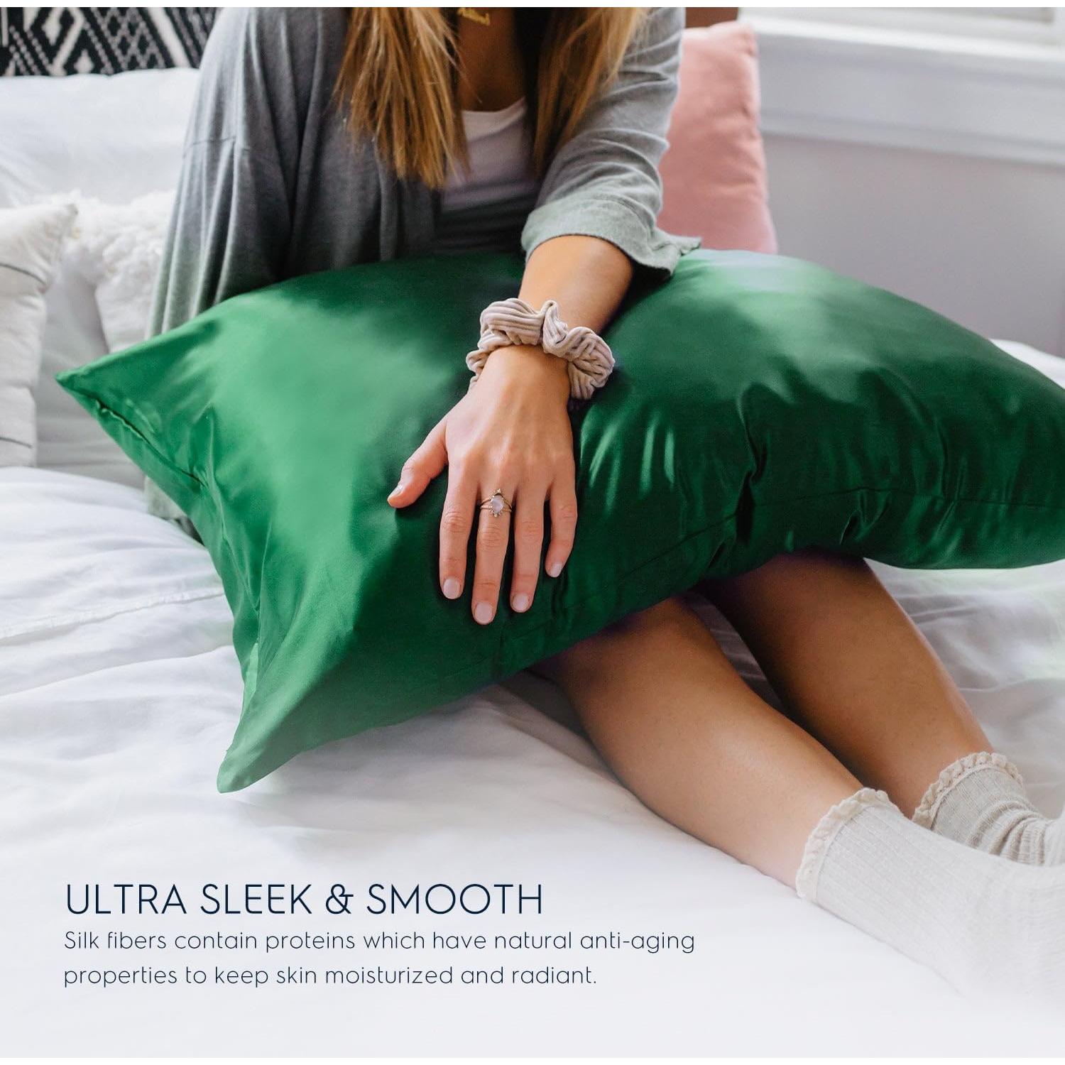 Funda de Almohada de Seda Tafts 22mm Reina Esmeralda 50.8x76.2cm 2pc