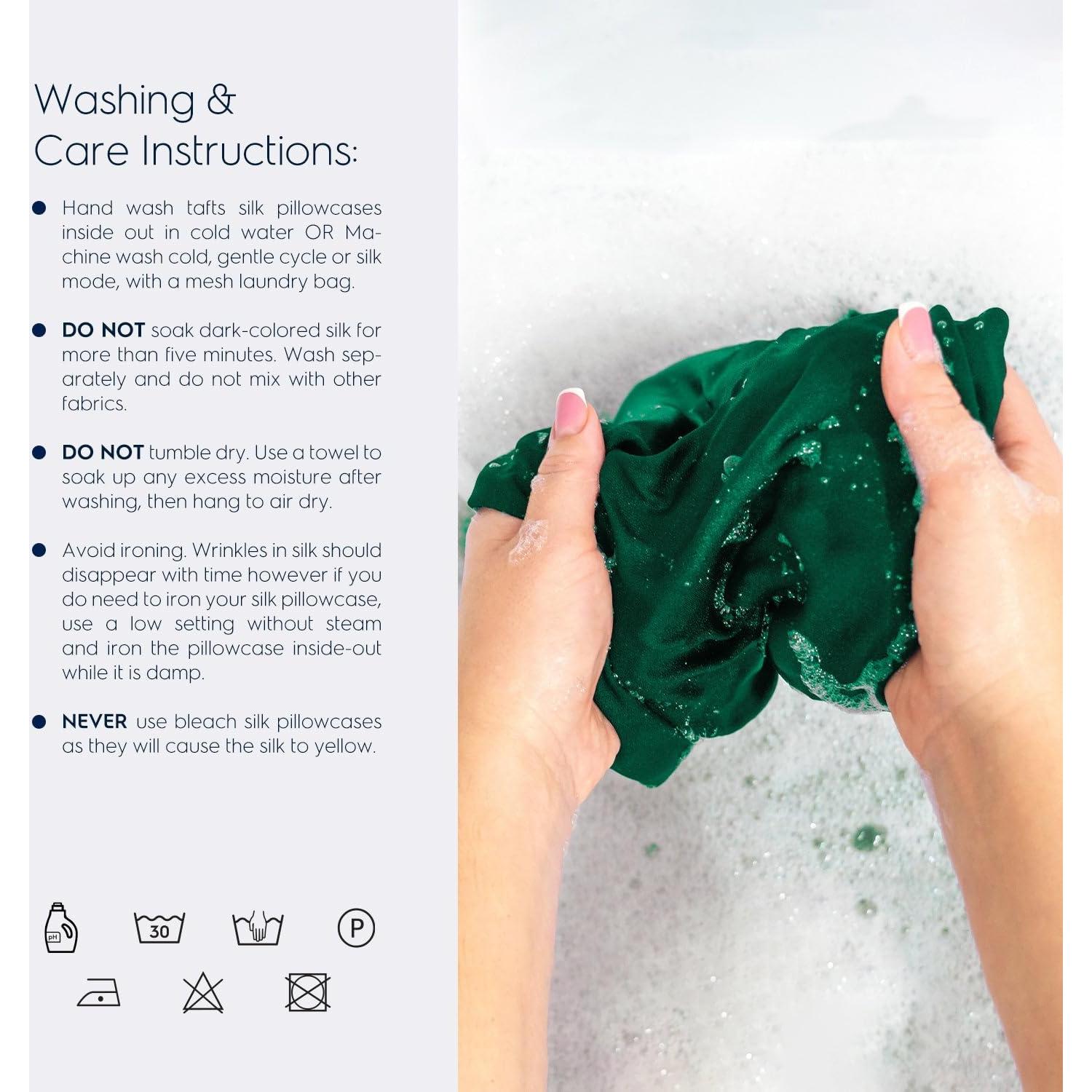 Funda de Almohada de Seda Tafts 22mm Reina Esmeralda 50.8x76.2cm 2pc