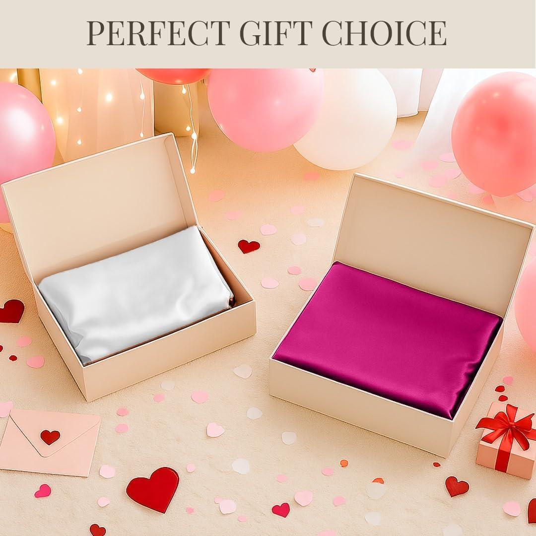 Funda de Almohada de Seda ROOTNRISEBLISS Estándar 51x76 cm 2 Piezas Azul Humo