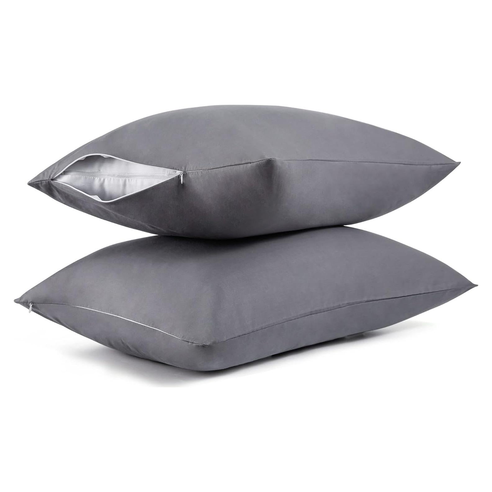 Juego de 2 Fundas de Almohada Estándar 66x51 cm Algodón Best Season Gris