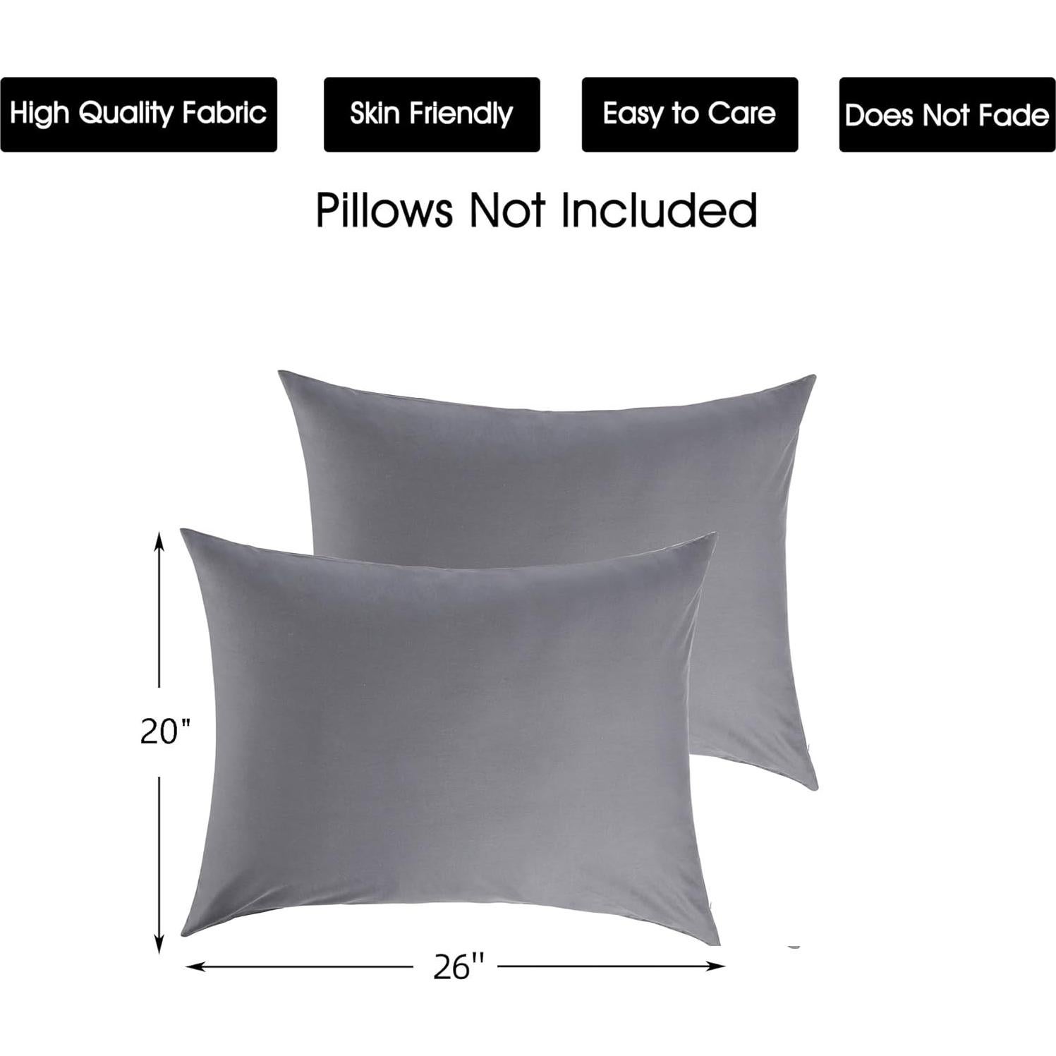 Juego de 2 Fundas de Almohada Estándar 66x51 cm Algodón Best Season Gris