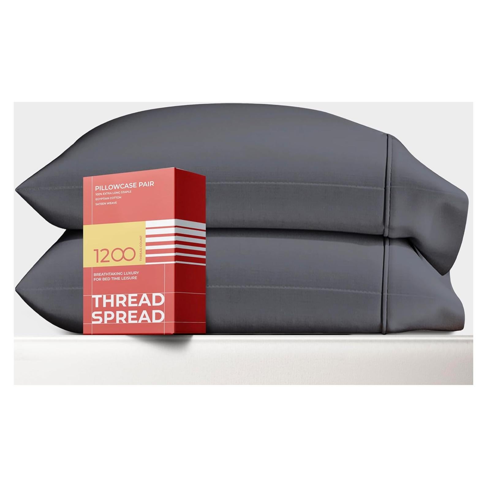 Juego de Fundas de Almohada 100% Algodón Egipcio Thread Spread 1200 Hilos