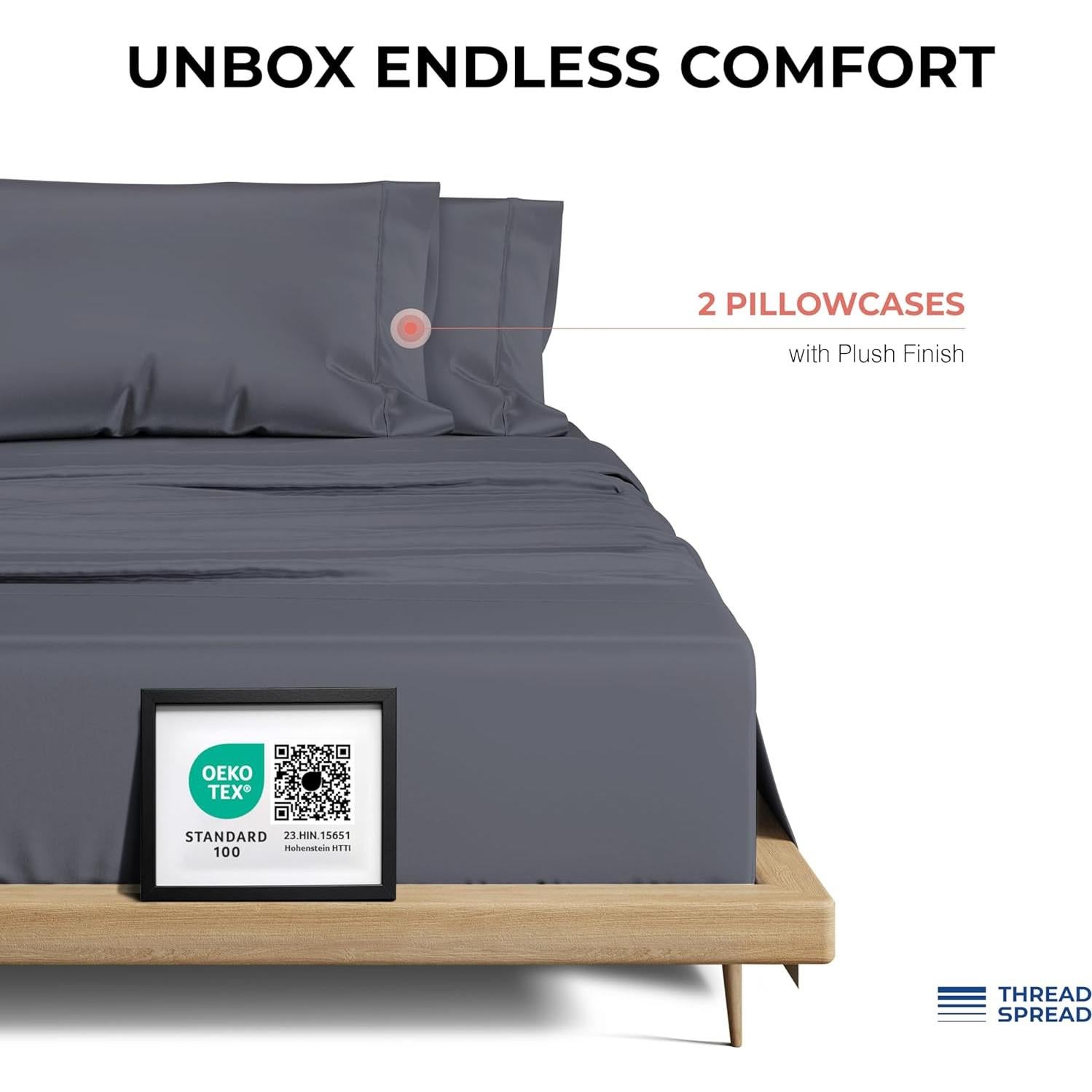 Juego de Fundas de Almohada 100% Algodón Egipcio Thread Spread 1200 Hilos