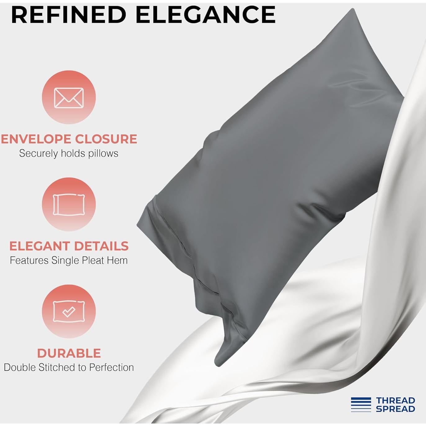 Juego de Fundas de Almohada 100% Algodón Egipcio Thread Spread 1200 Hilos