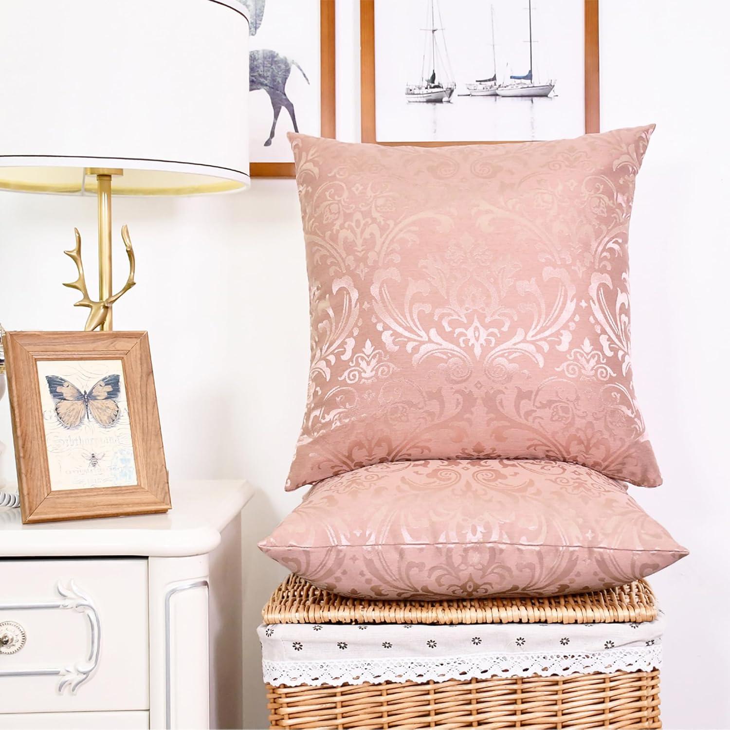 CaliTime Juego de 2 Fundas de Cojín Cuadradas 45x45 cm Rosa Polvoriento