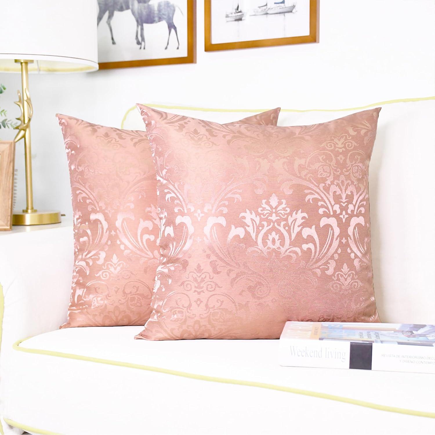 CaliTime Juego de 2 Fundas de Cojín Cuadradas 45x45 cm Rosa Polvoriento