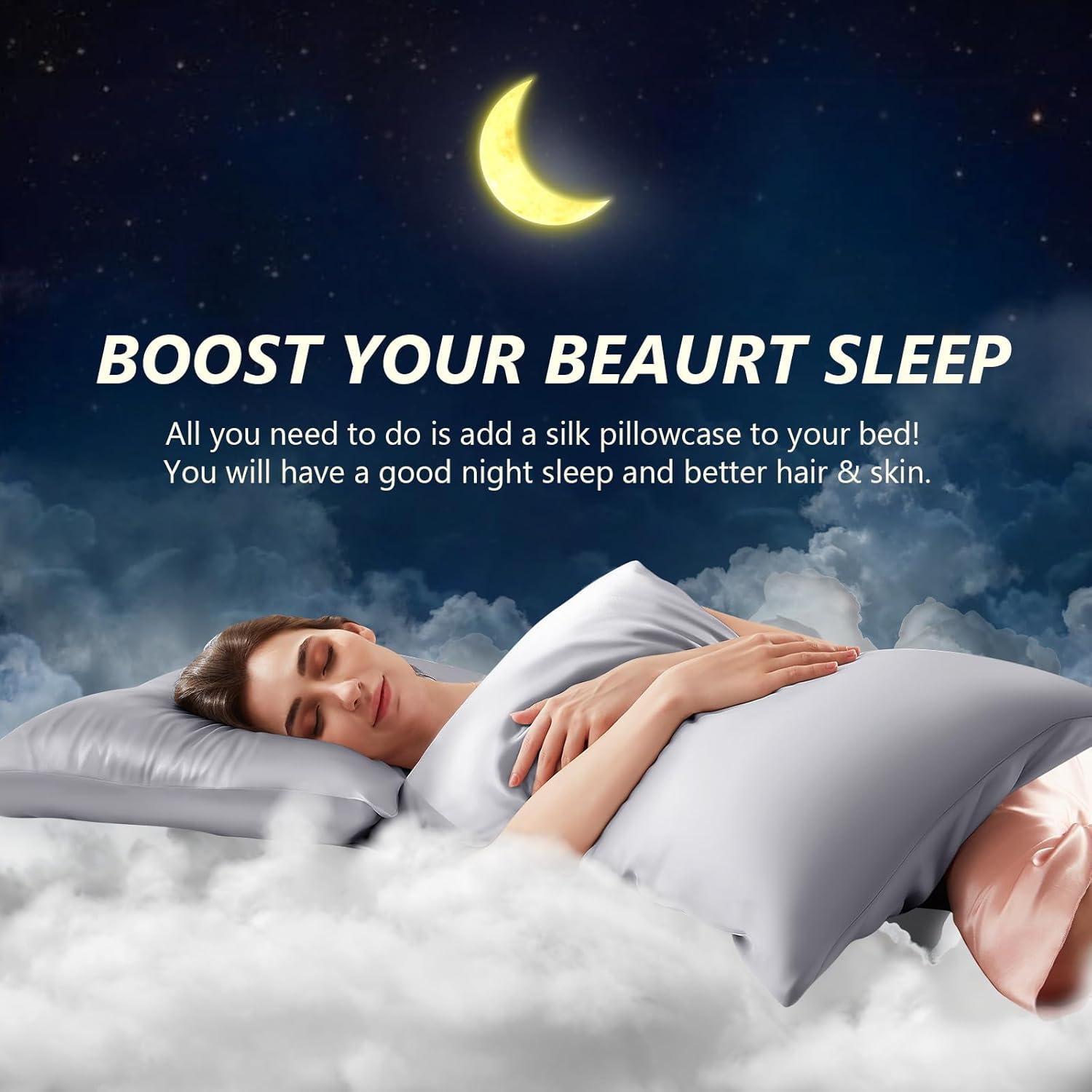 Funda de Almohada de Seda BYTB Estándar 100% Morera Gris 50x66cm