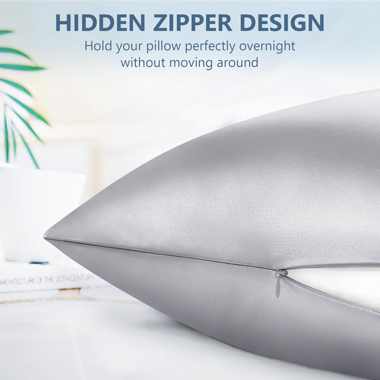 Funda de Almohada de Seda BYTB Estándar 100% Morera Gris 50x66cm