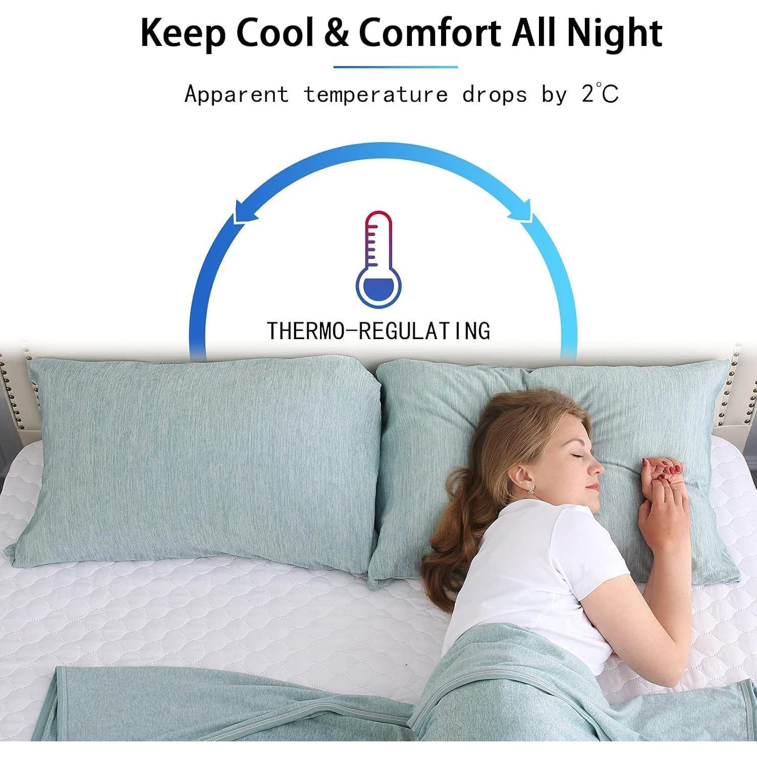 Funda de Almohada Refrigerante CHOSHOME Estándar 50.8x66cm Verde