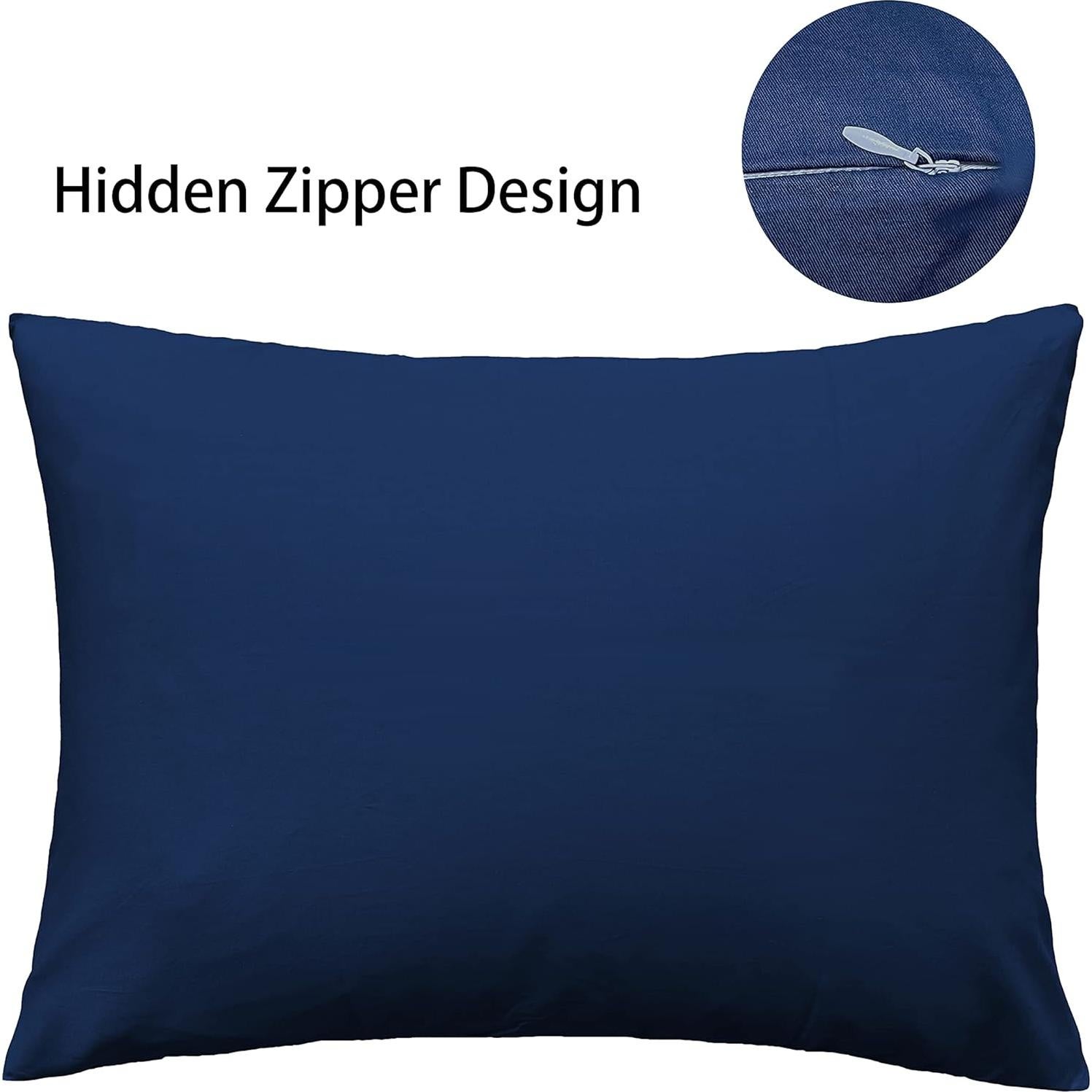 Funda de Almohada iMaylex 100% Algodón Egipcio Estándar 2 Pzas Azul Marino