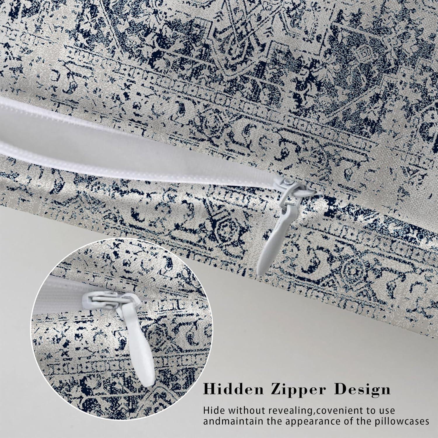 Funda de Almohada Queen JKJNLHJE Imitación Seda Boho Azul