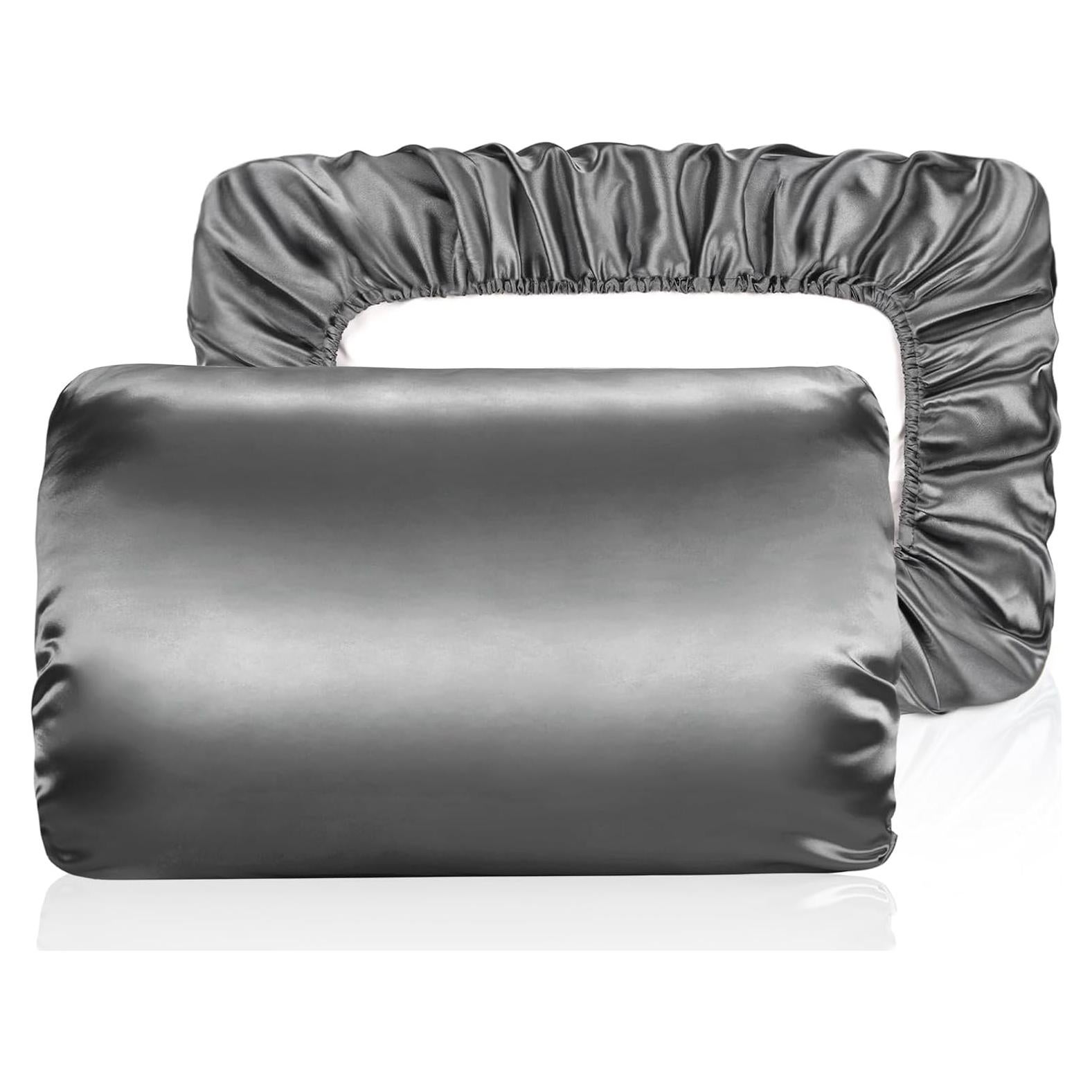 Funda de Almohada de Satén Yanideer Estándar Reina Gris Oscuro