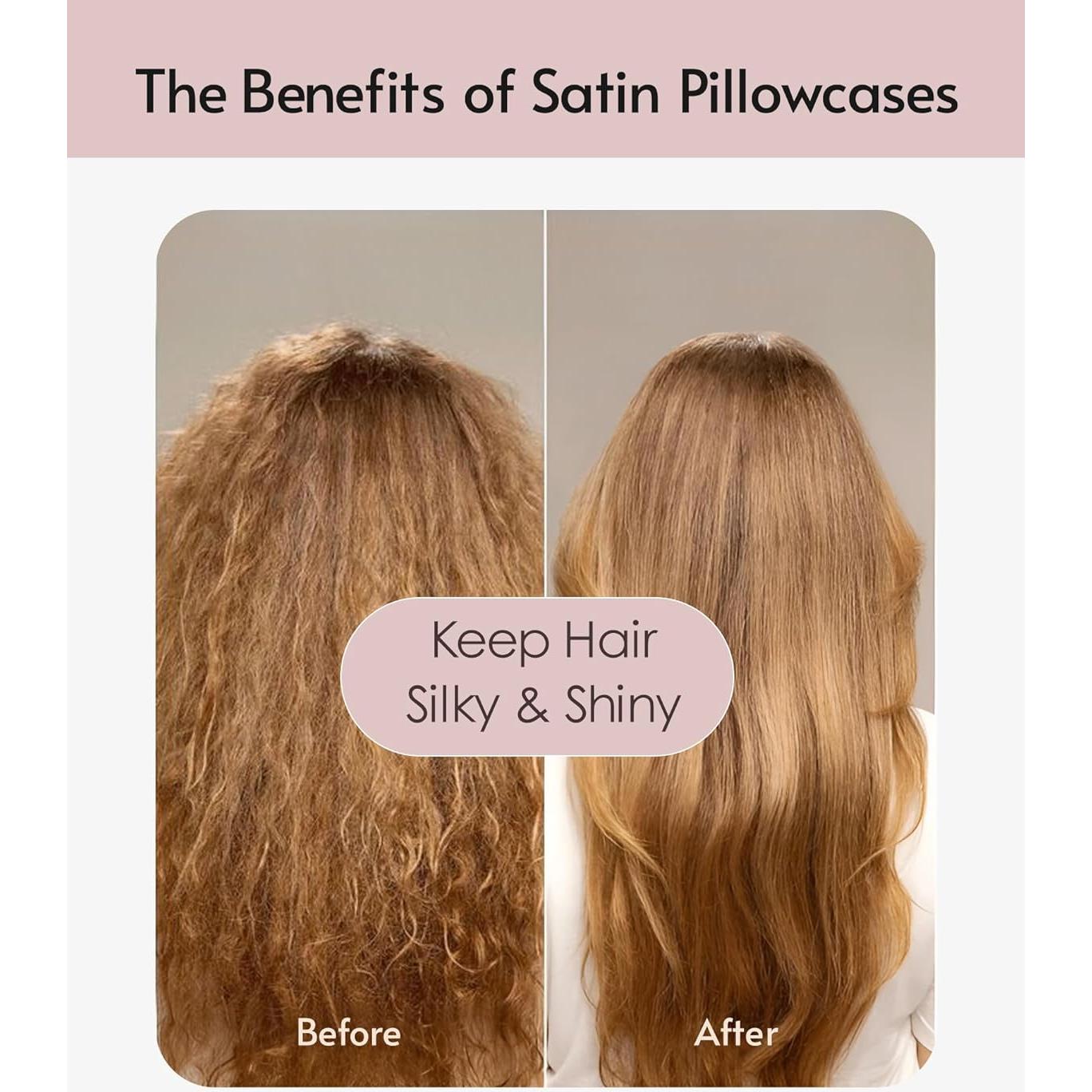 Funda de Almohada de Satén Yanideer Estándar Reina Gris Oscuro