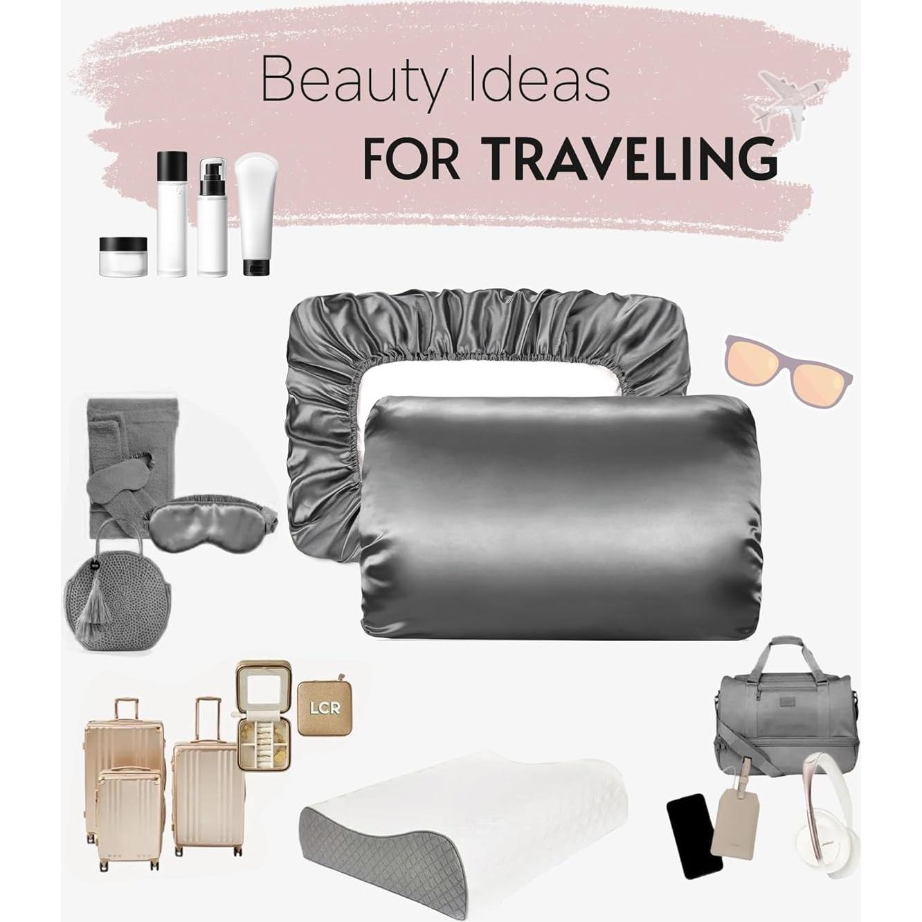 Funda de Almohada de Satén Yanideer Estándar Reina Gris Oscuro