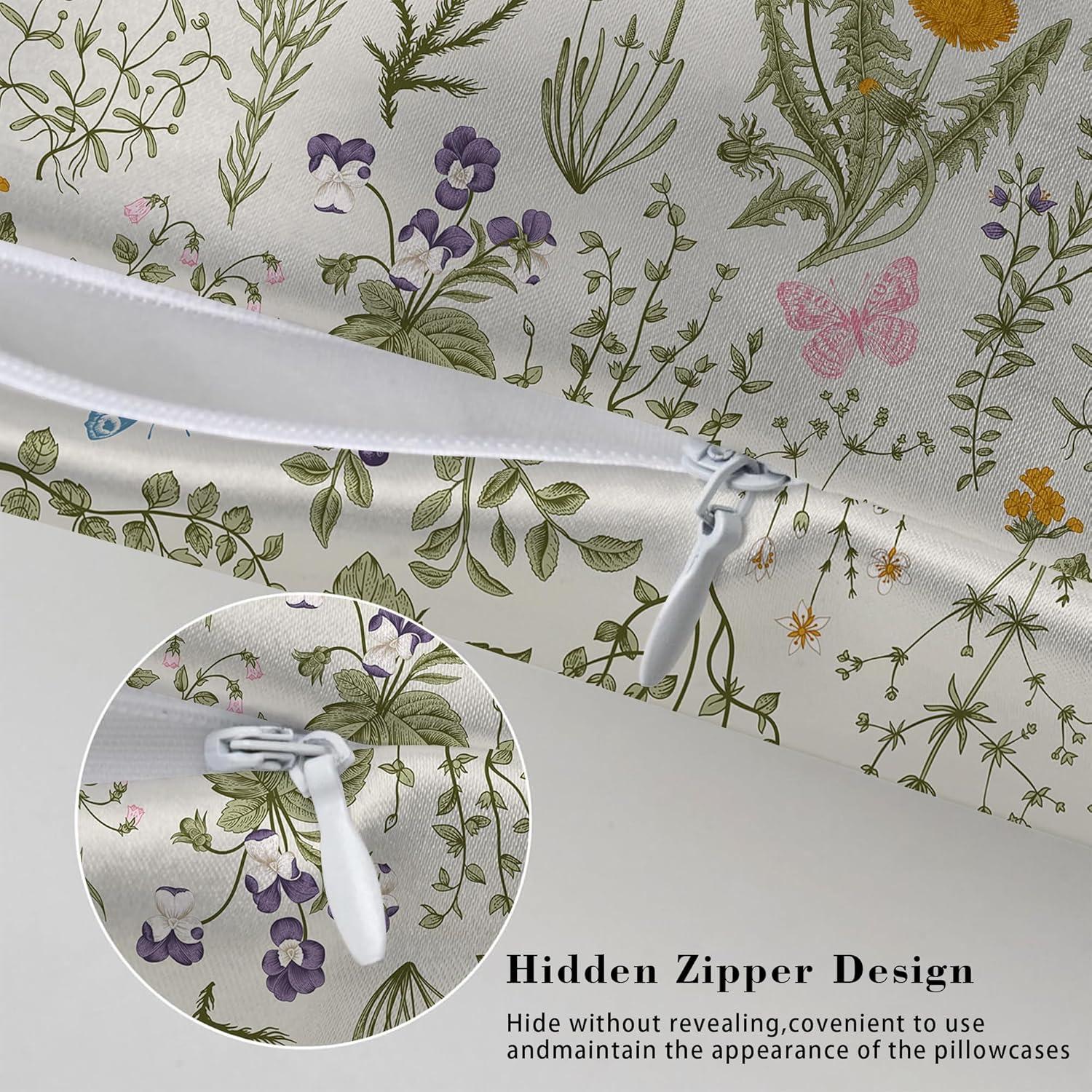 Funda de Almohada de Seda Imitación JKJNLHJE King Floral 50.8x91.4 cm