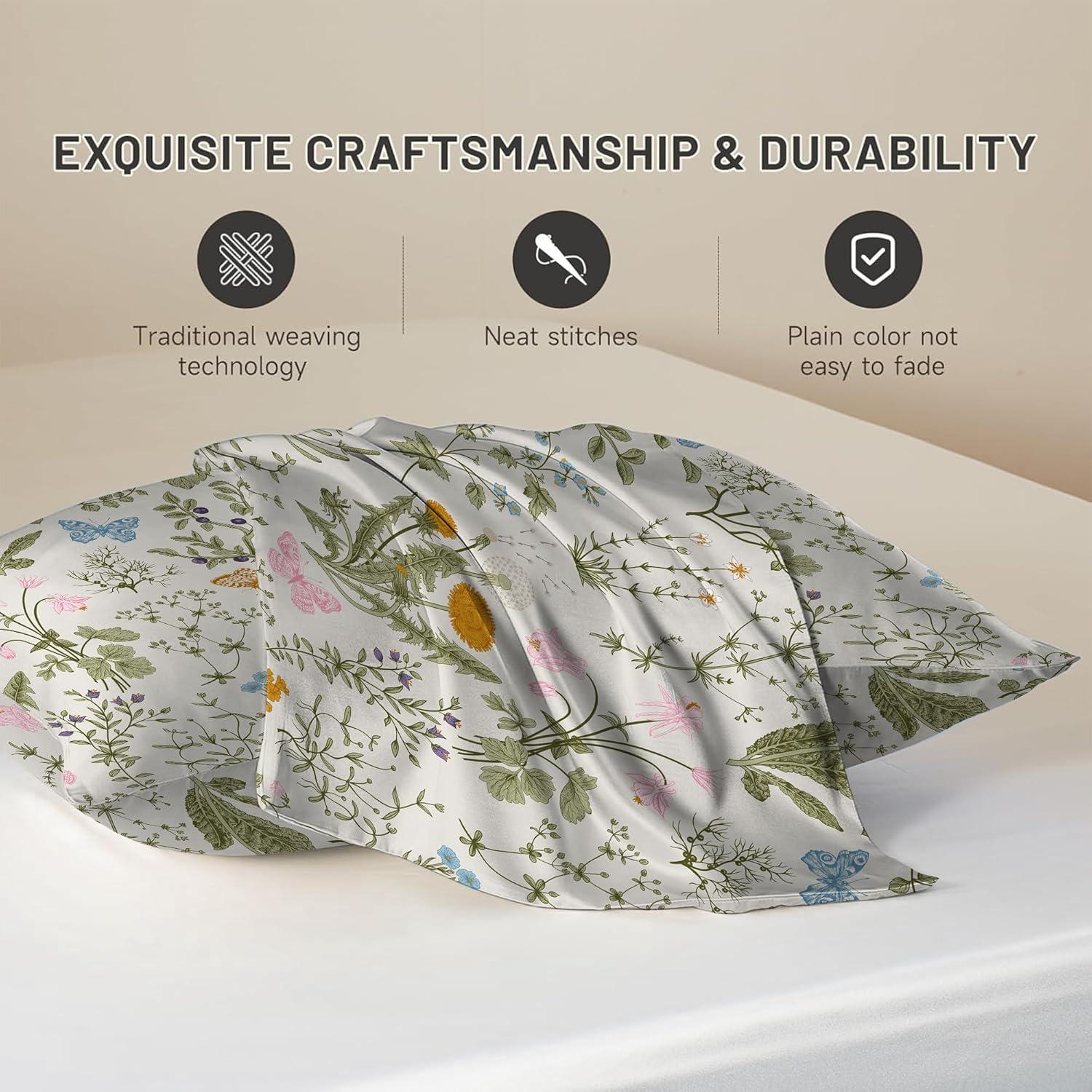 Funda de Almohada de Seda Imitación JKJNLHJE King Floral 50.8x91.4 cm