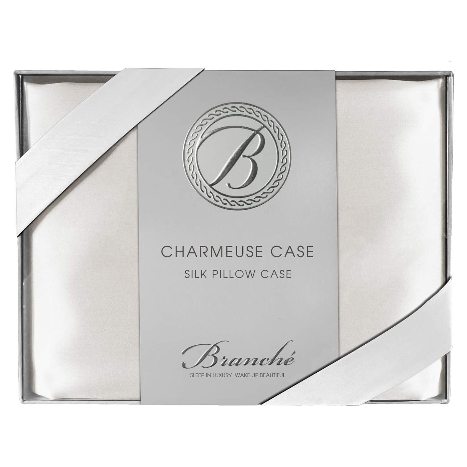 Funda de Almohada de Seda Charmeuse Branché Boudoir 31x41cm Blanca