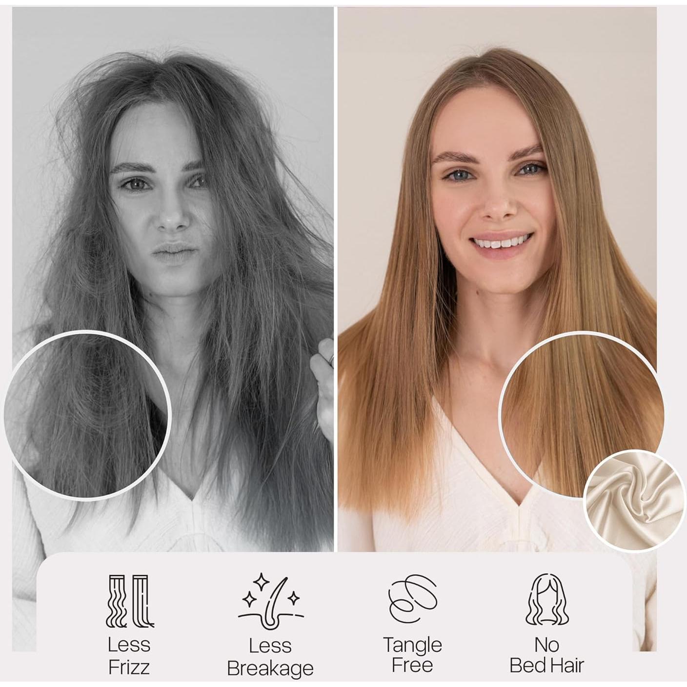 Funda de Almohada de Seda Prushh Queen 100% Morera Oro Champán