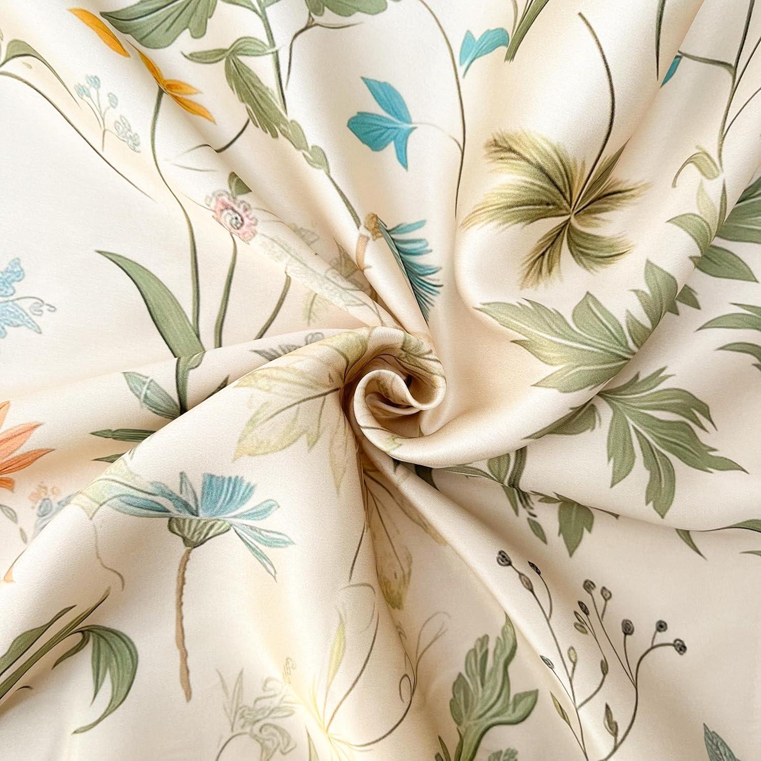 Funda de Almohada de Seda MANSPHIL Queen Floral Verde Salvia