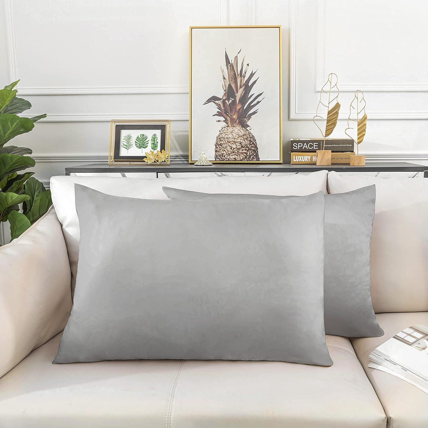 Funda de Almohada de Seda Sutuo Home 2 Pack 100% Morera 51x66 cm Gris