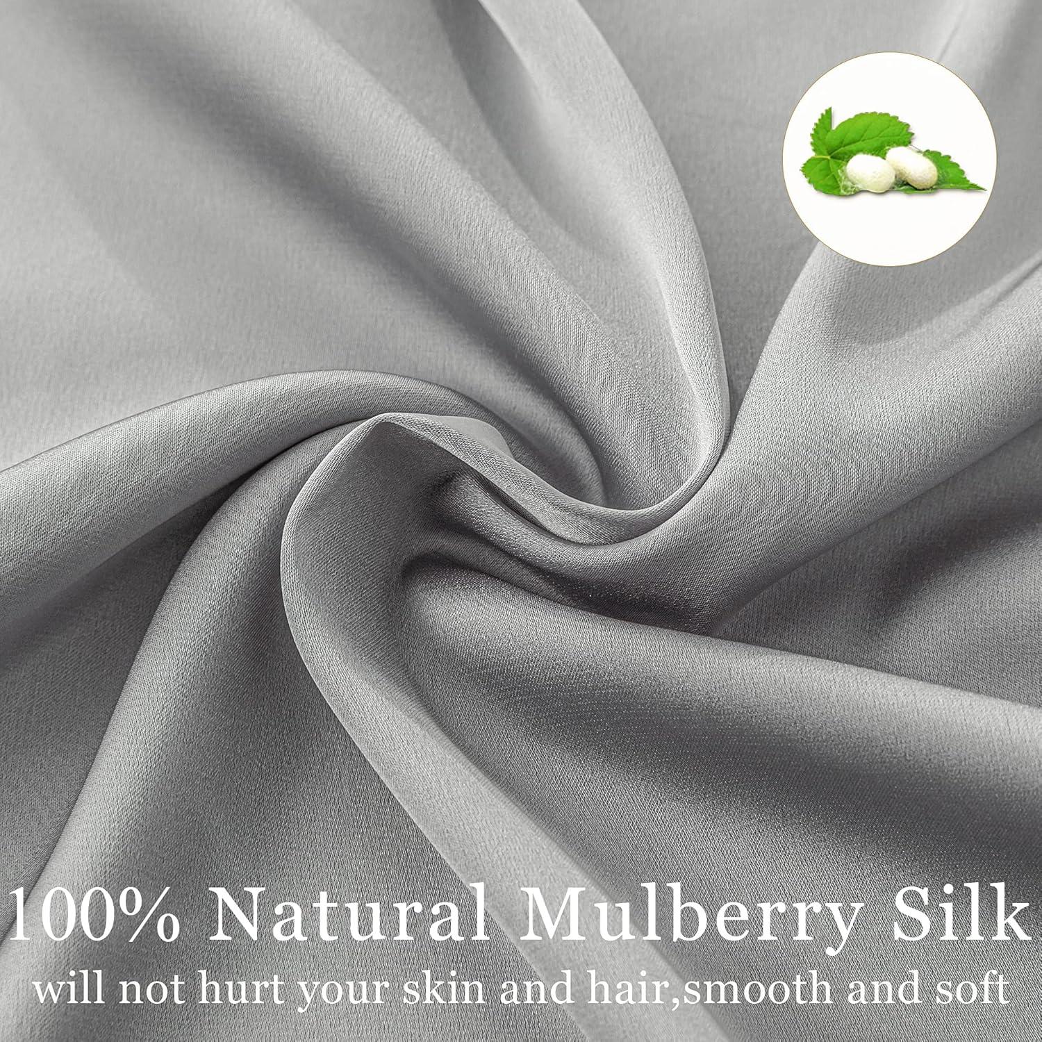 Funda de Almohada de Seda Sutuo Home 2 Pack 100% Morera 51x66 cm Gris