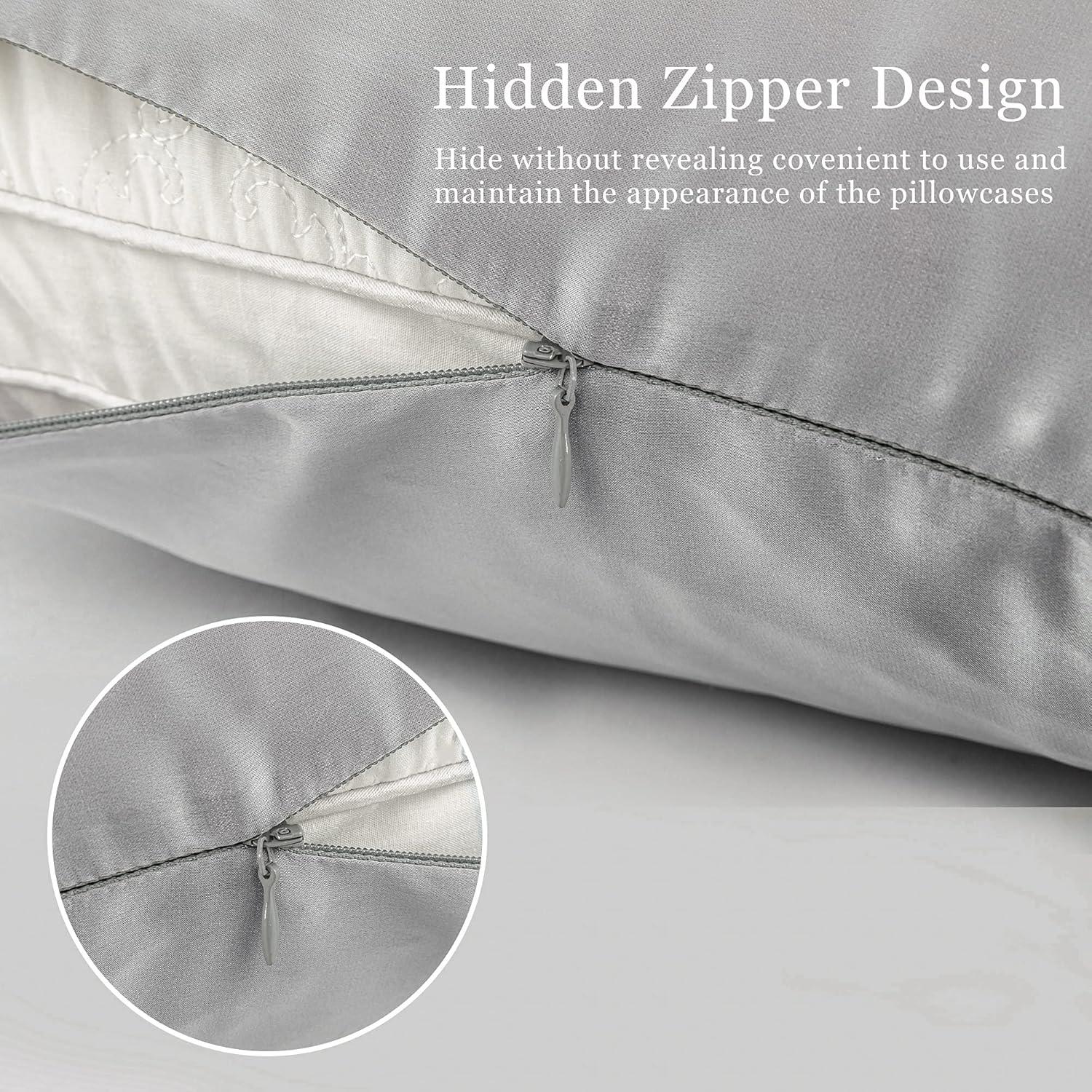 Funda de Almohada de Seda Sutuo Home 2 Pack 100% Morera 51x66 cm Gris