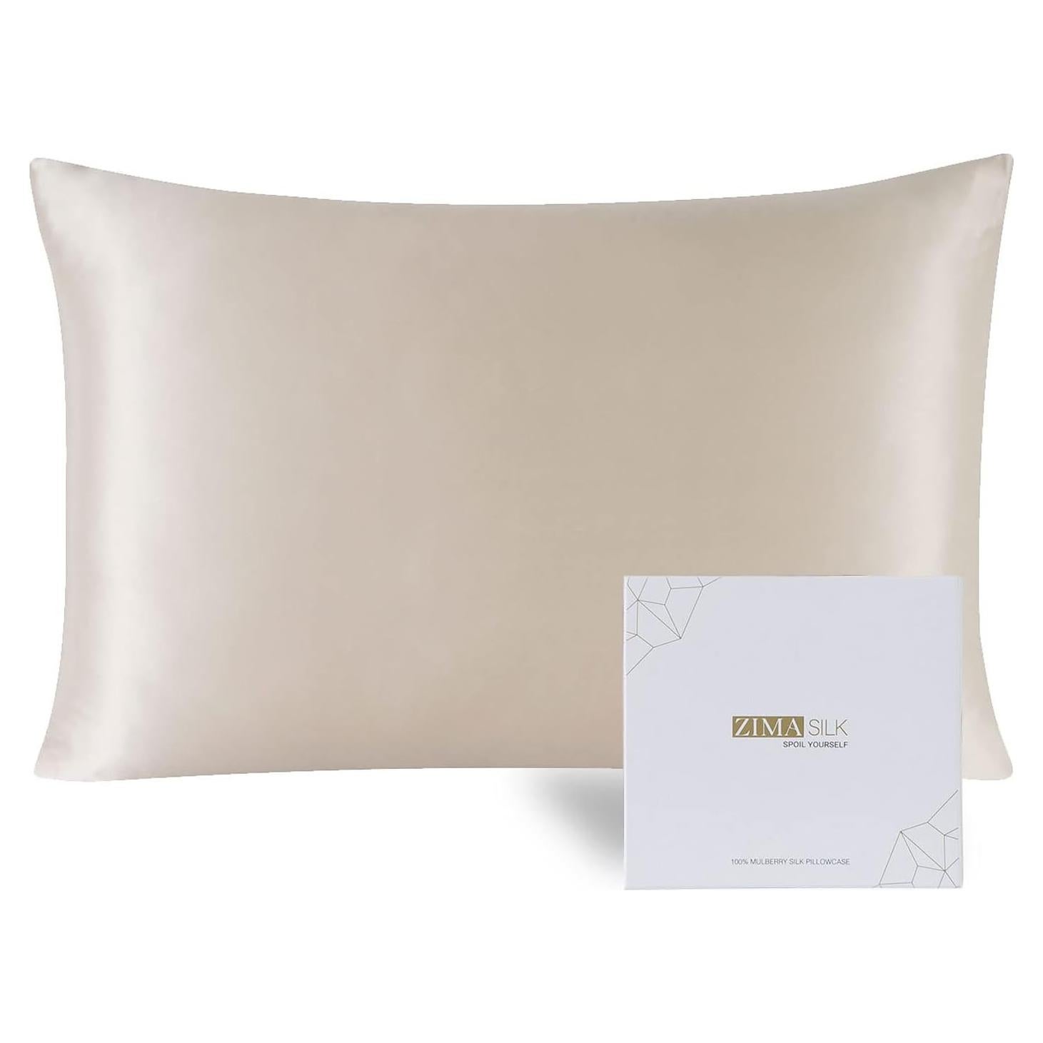 Funda de Almohada de Seda ZIMASILK 100% Pura 50.8x66cm Beige
