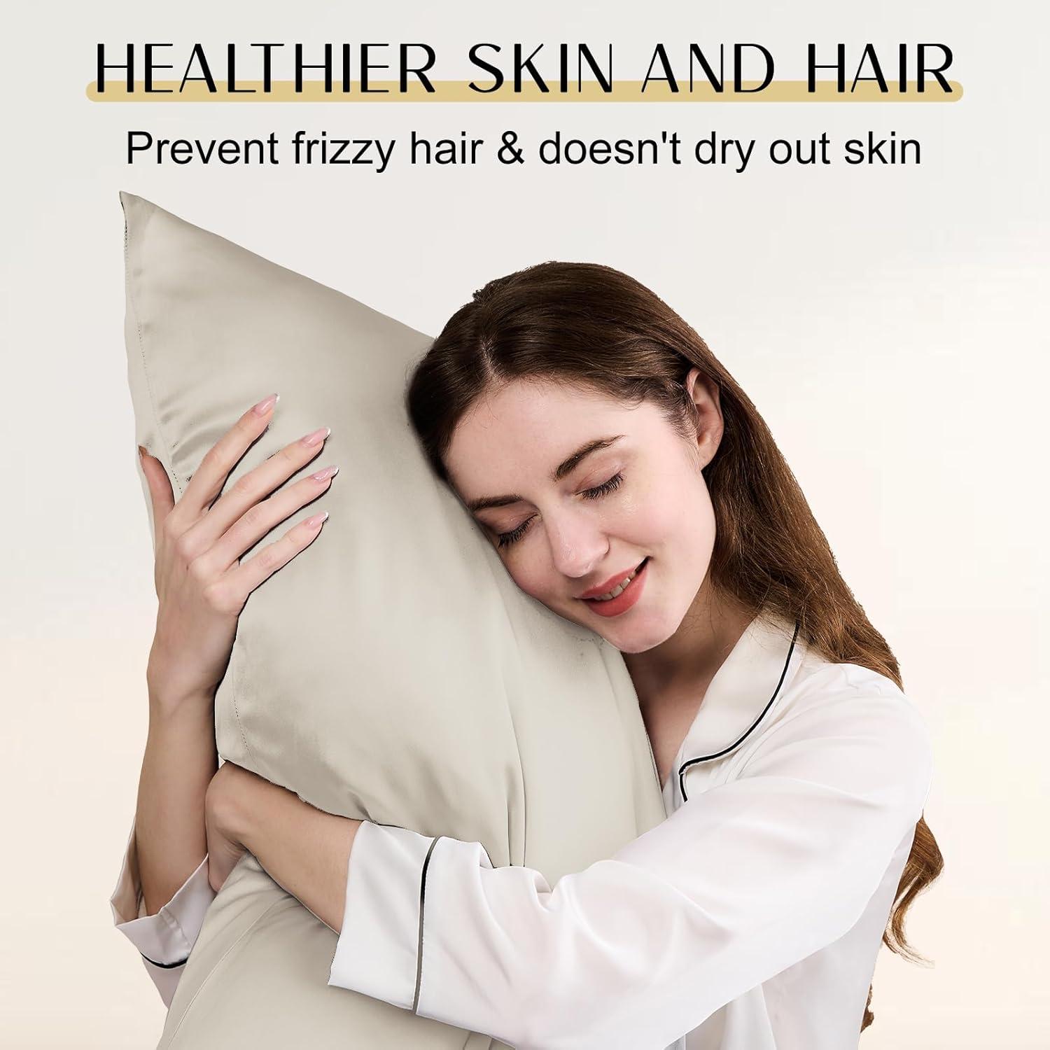 Funda de Almohada de Seda ZIMASILK 100% Pura 50.8x66cm Beige