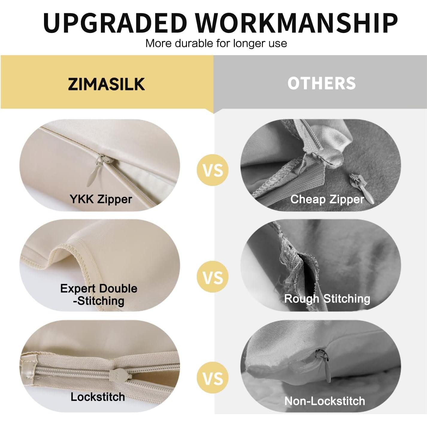 Funda de Almohada de Seda ZIMASILK 100% Pura 50.8x66cm Beige