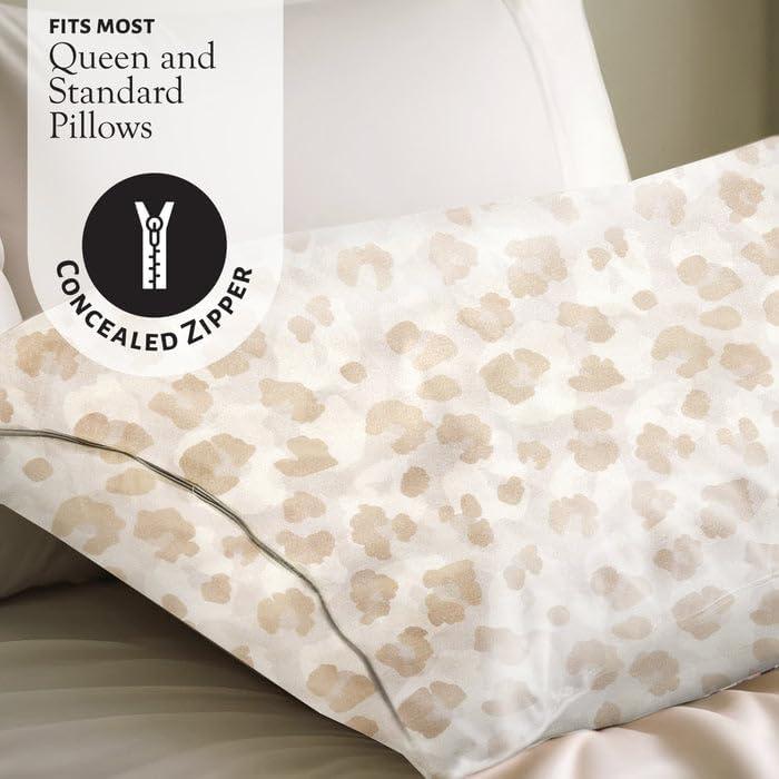 Juego de Funda de Almohada de Seda Morera Queen Leopardo