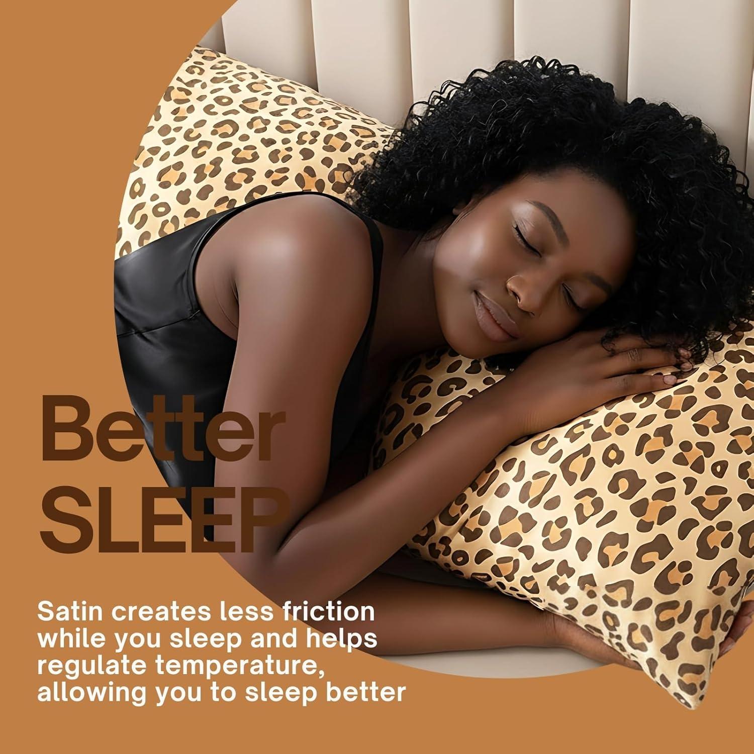 Funda de Almohada de Satén LCBD Cuerpo 20x54 Leopardo Dorado