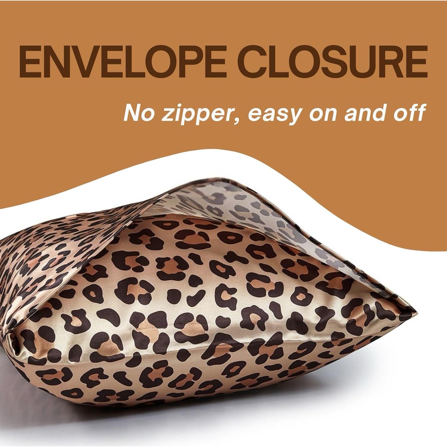 Funda de Almohada de Satén LCBD Cuerpo 20x54 Leopardo Dorado