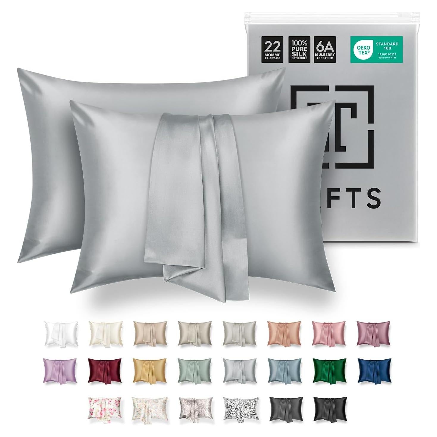 Funda de Almohada de Seda Tafts 22mm 100% Pura Reina 50.8x76.2cm 2pc
