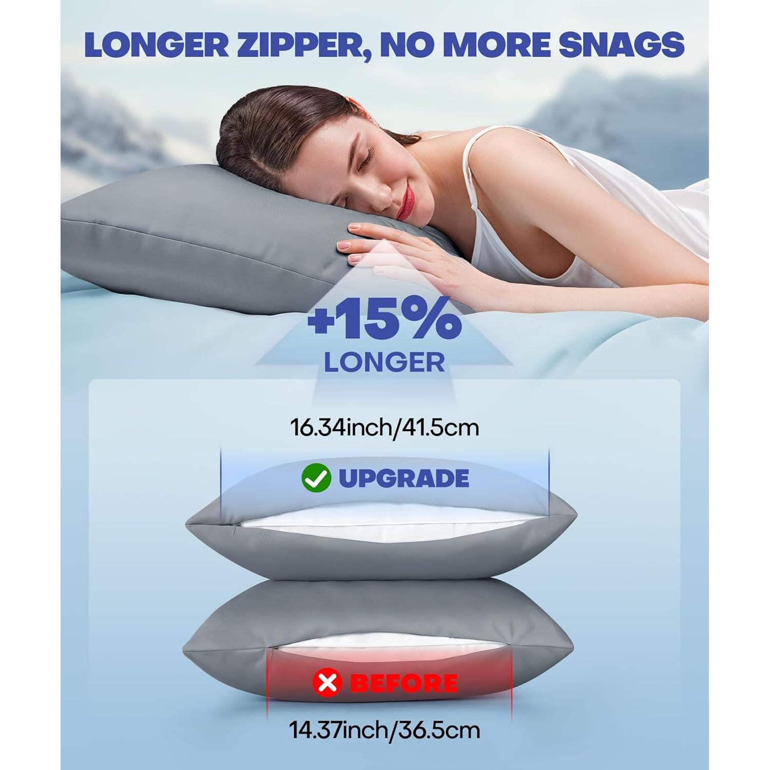 Funda de Almohada Refrigerante Rifens King Gris Claro 91x51cm