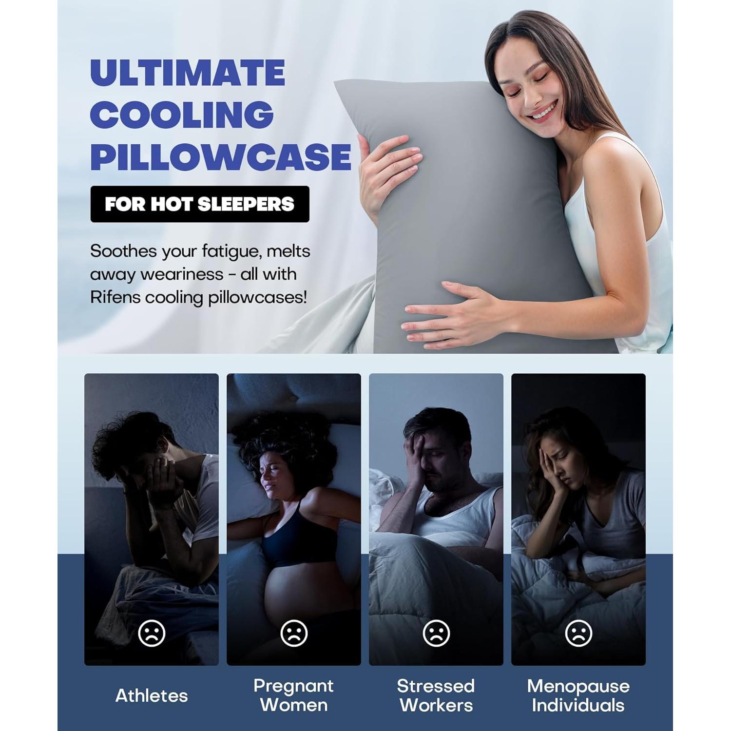 Funda de Almohada Refrigerante Rifens King Gris Claro 91x51cm