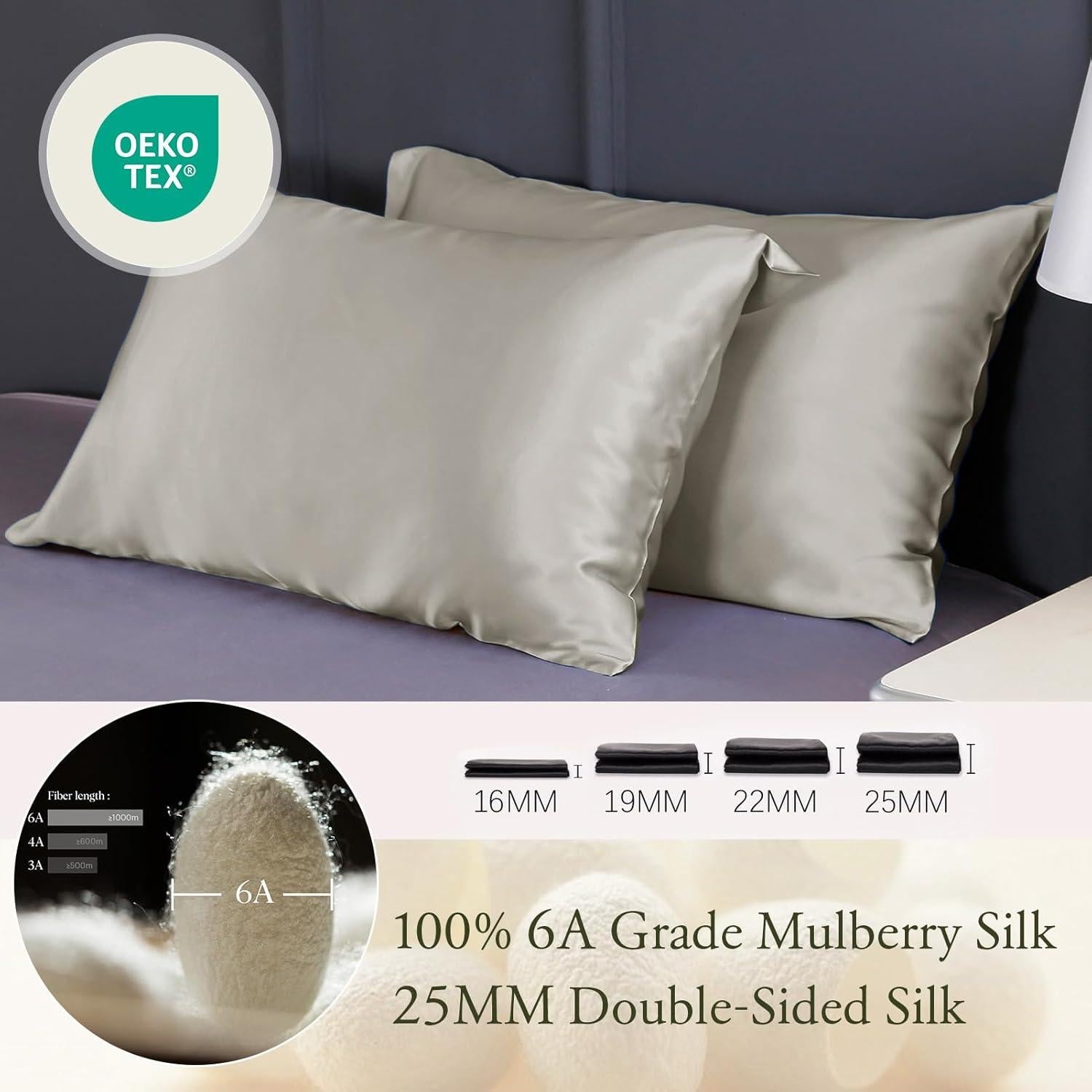 Funda de Almohada de Seda 25 Momme LILYSILK Estándar 51x66 cm