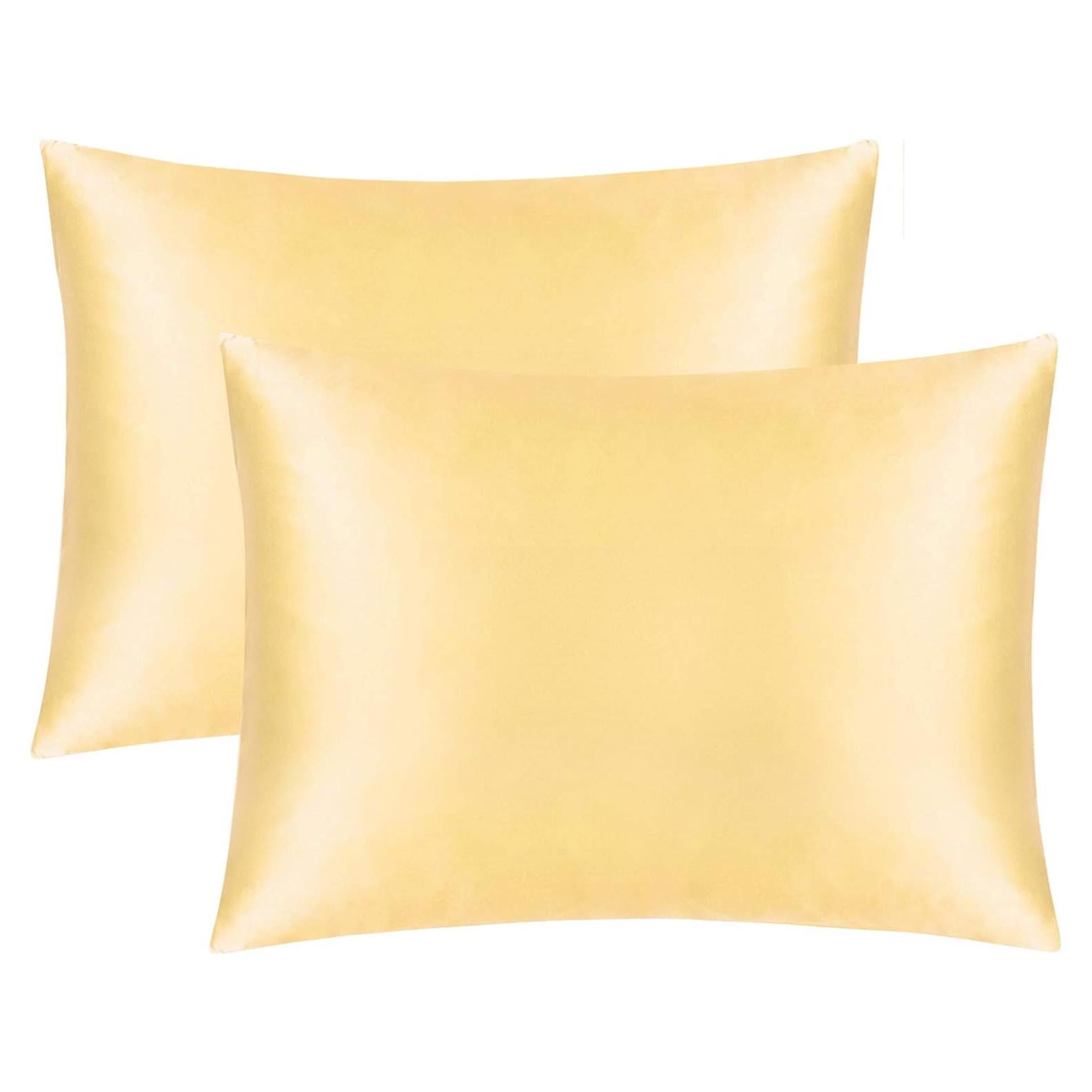 FLXXIE Fundas de Almohada de Satén Amarillo 20x66 cm - 2 Piezas