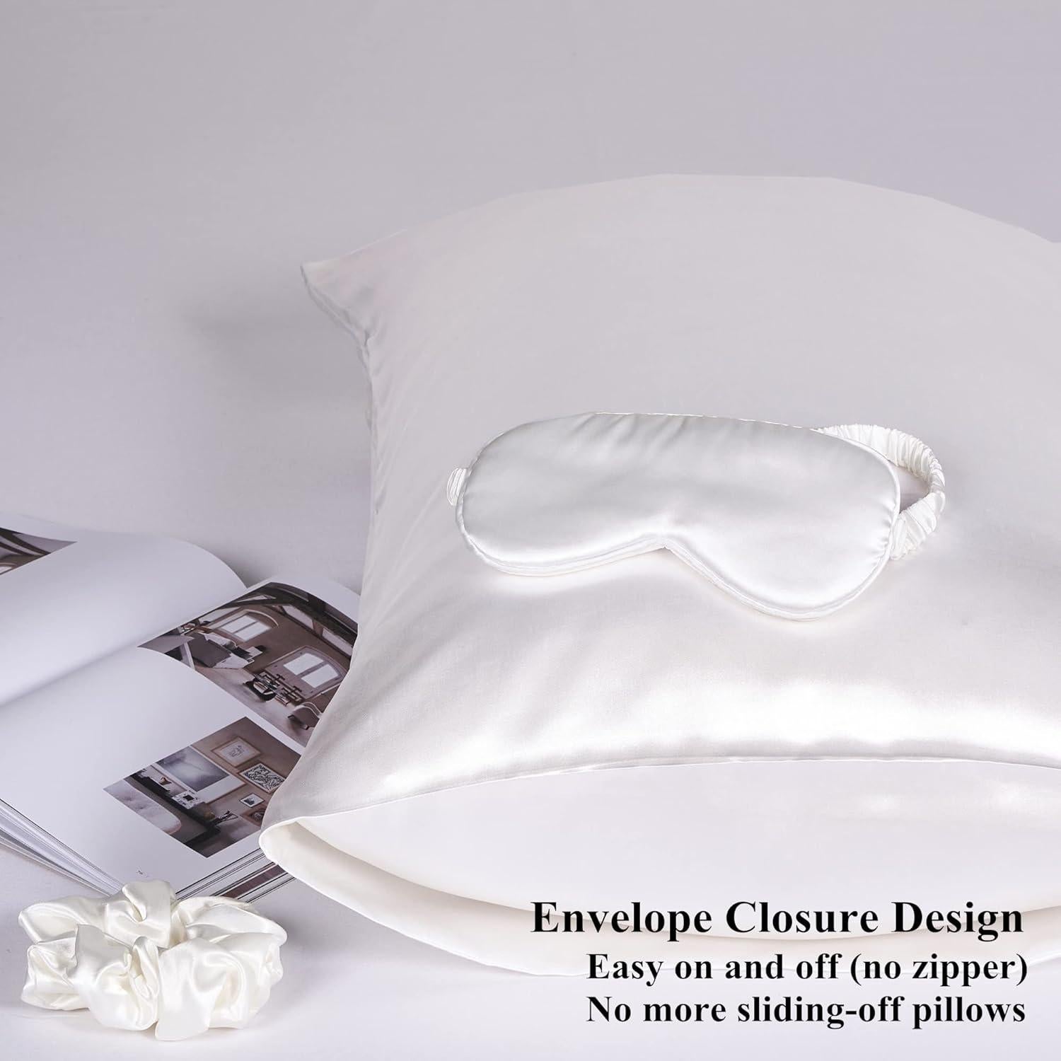 Juego de Fundas de Almohada de Satén URLINENS Marfil Estándar