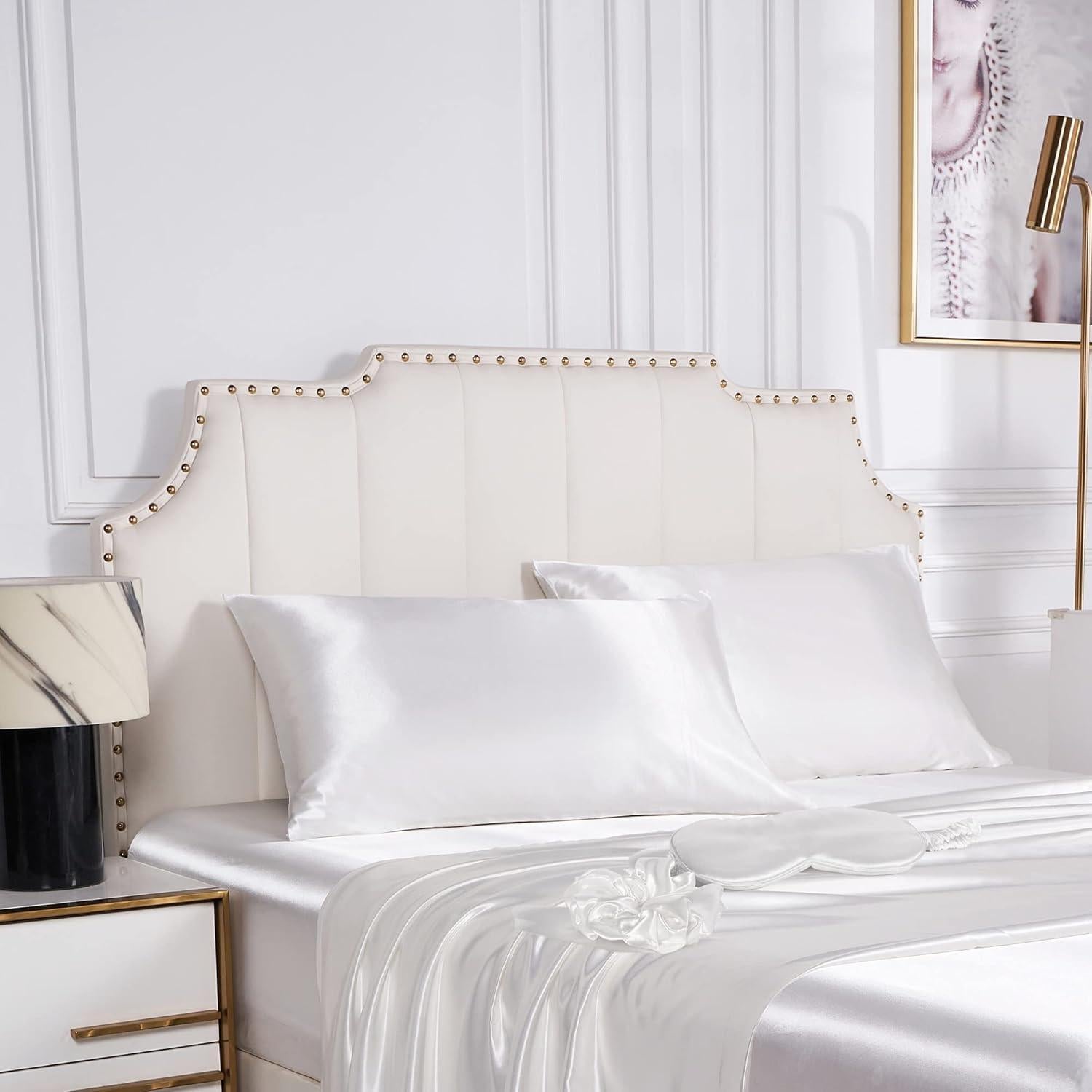 Juego de Fundas de Almohada de Satén URLINENS Marfil Estándar