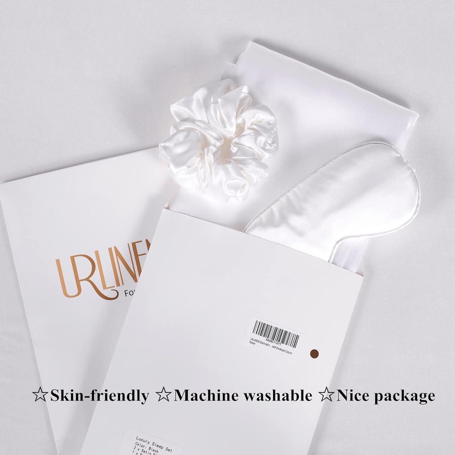 Juego de Fundas de Almohada de Satén URLINENS Marfil Estándar