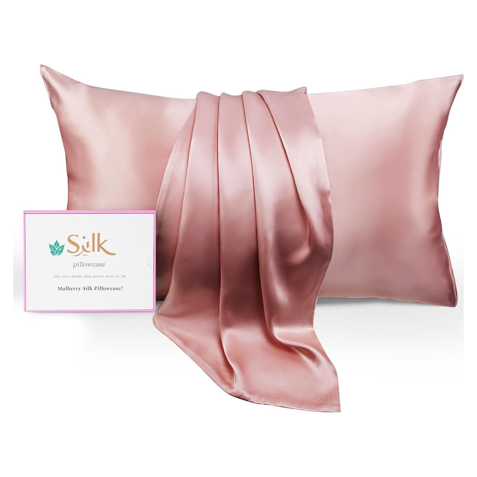 Funda de Almohada de Seda 100% Morera FCHJXTL Estándar Rosa