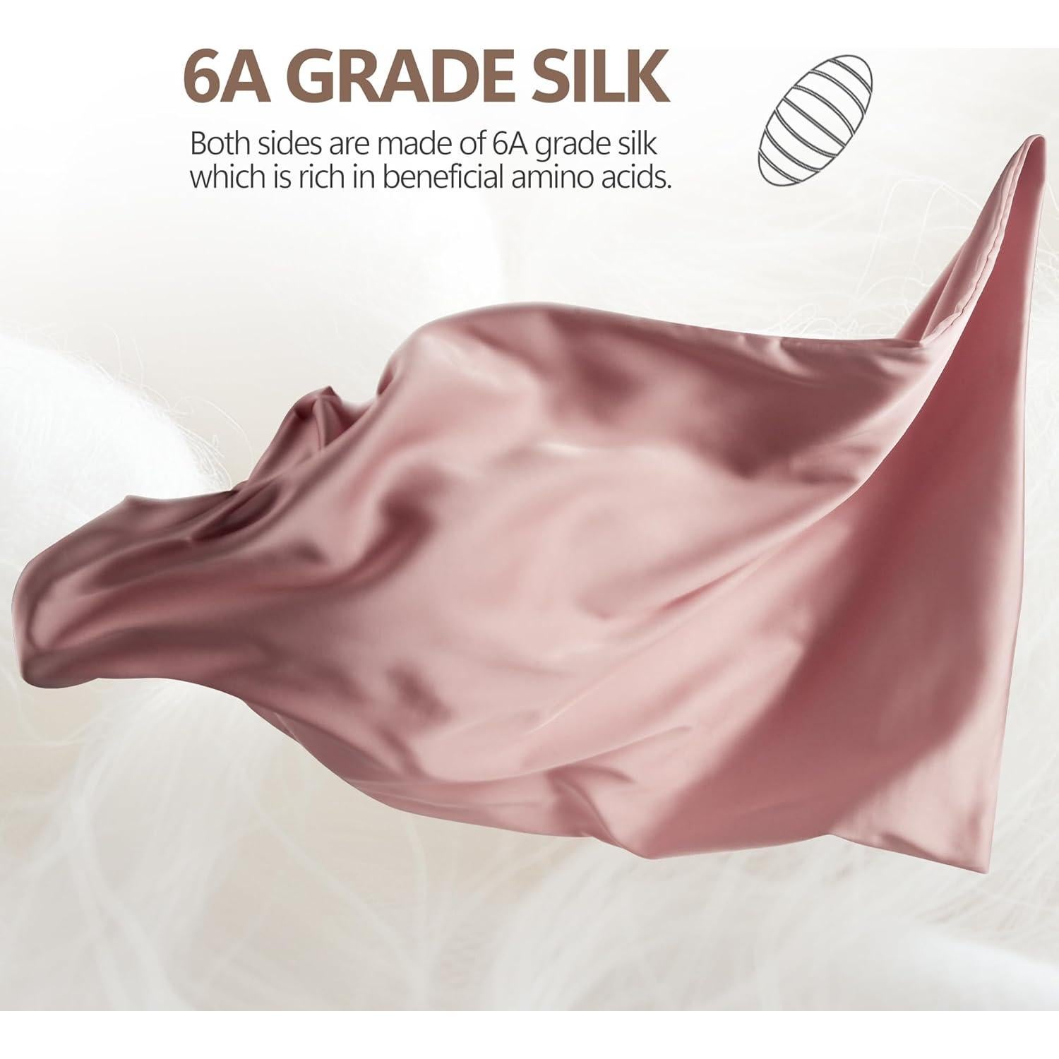 Funda de Almohada de Seda 100% Morera FCHJXTL Estándar Rosa