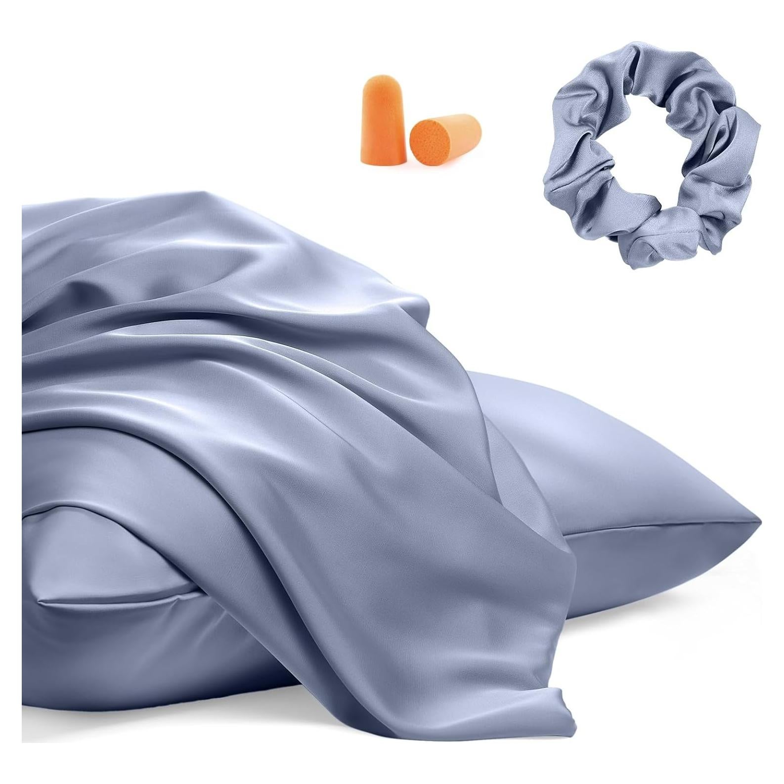 Funda de Almohada de Seda KAAHYNNO King 91x51 cm Gris