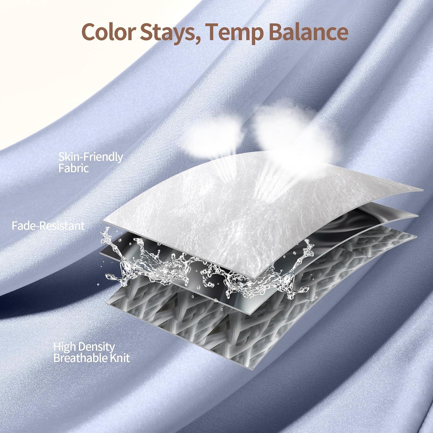 Funda de Almohada de Seda KAAHYNNO King 91x51 cm Gris