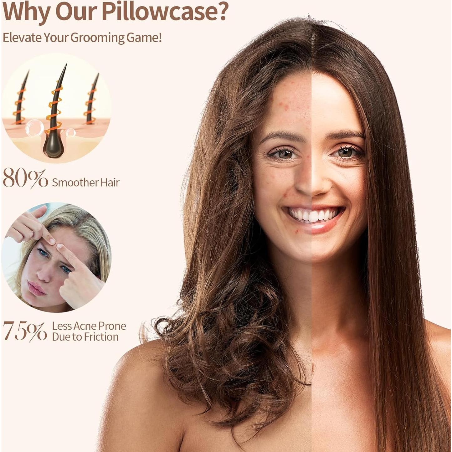 Funda de Almohada de Seda KAAHYNNO King 91x51 cm Gris