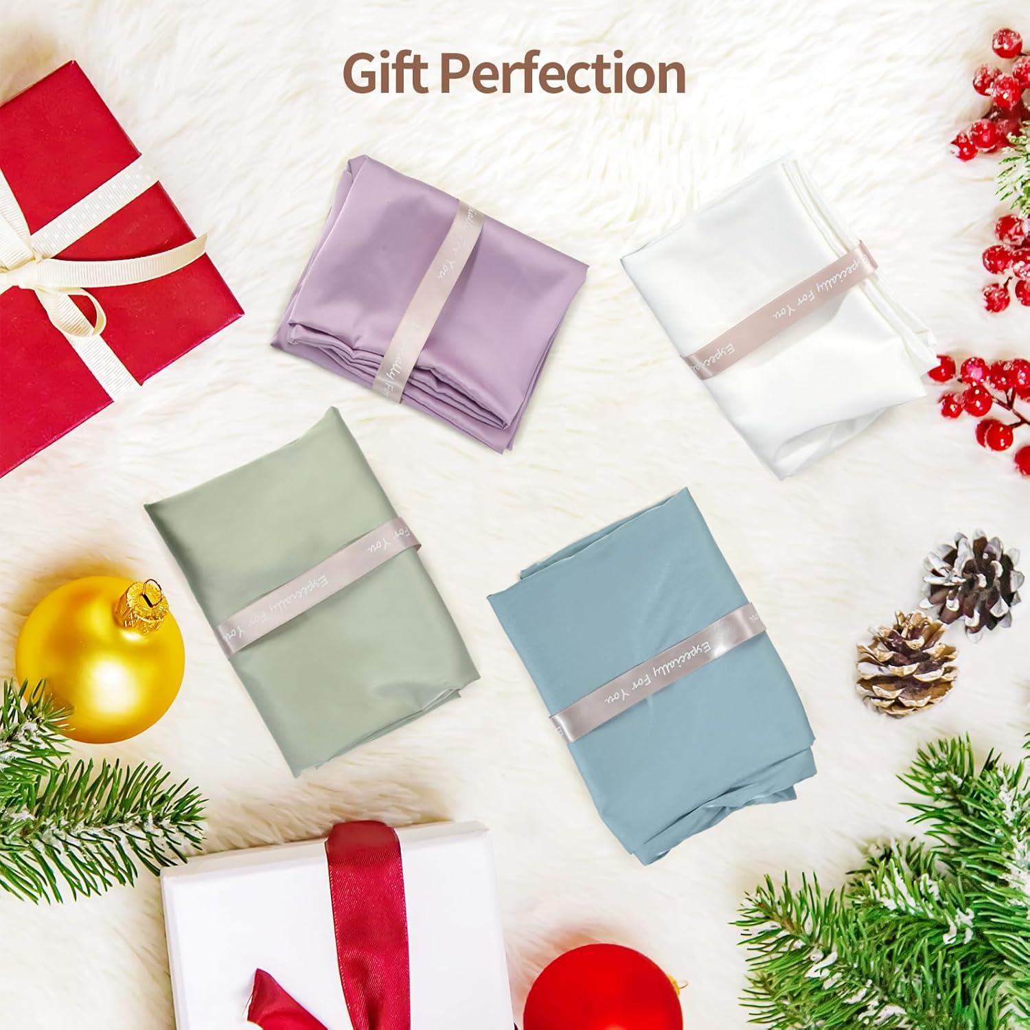 Funda de Almohada de Seda KAAHYNNO King 91x51 cm Gris