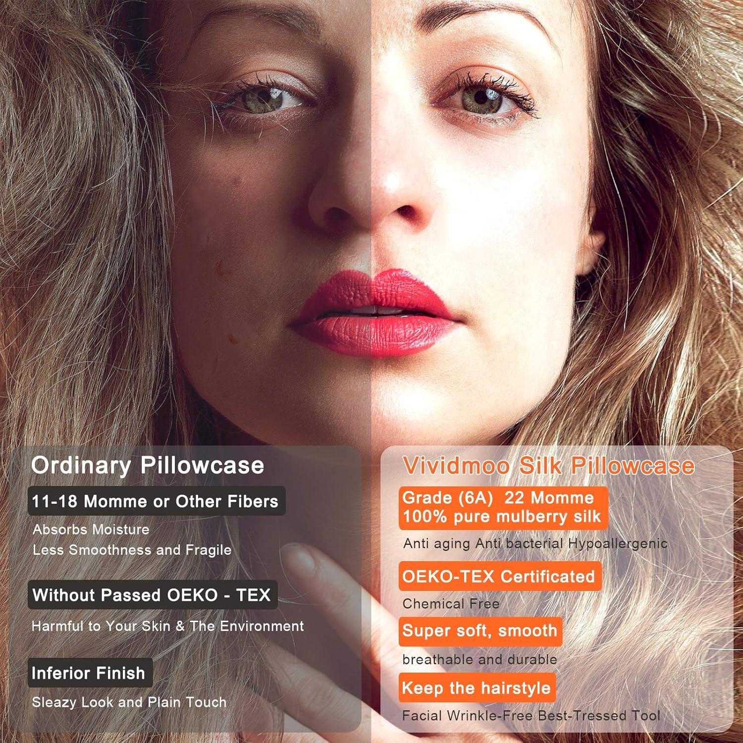 Funda de Almohada de Seda Vividmoo 100% Natural Estándar 50.8x66cm