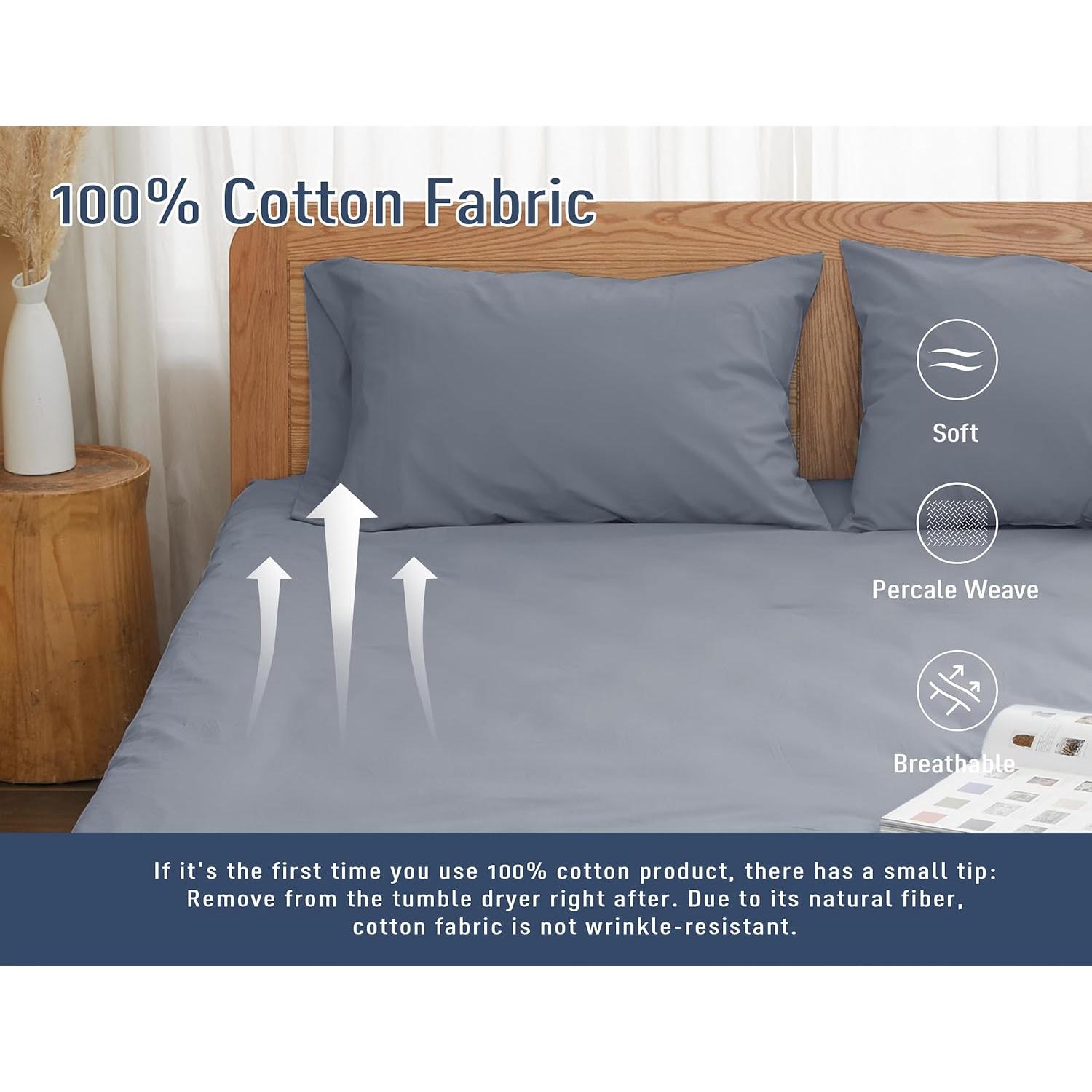 Juego de Fundas de Almohada HOMTEC 100% Algodón 2 Piezas 76x51cm